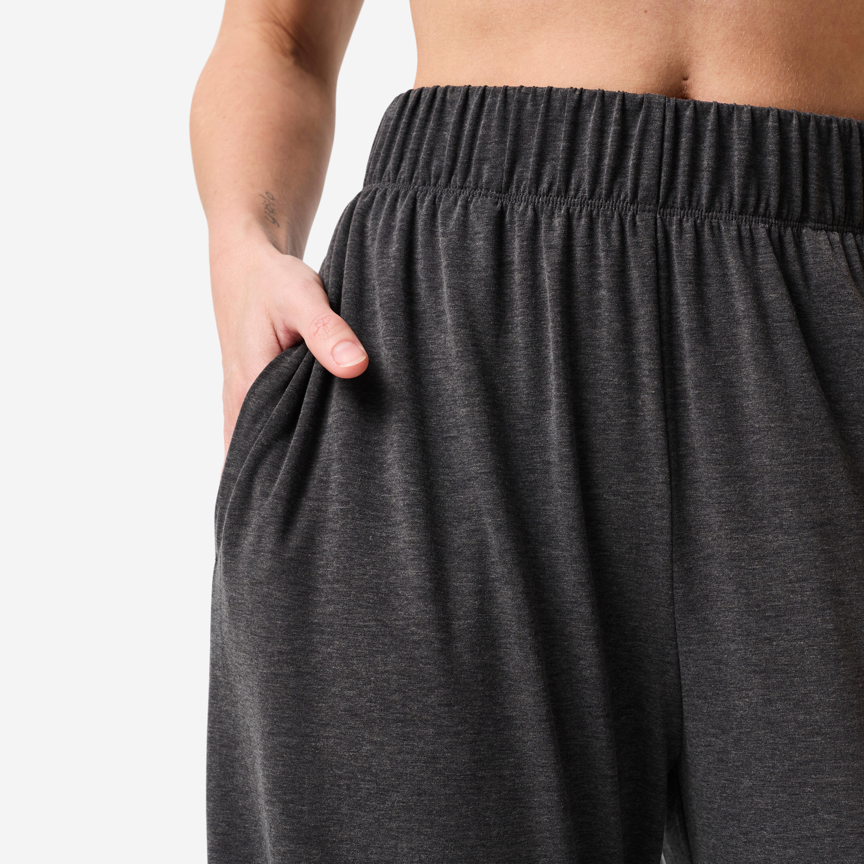 Pantaloni tuta donna yoga SOFT regular fit traspiranti grigi 3/6
