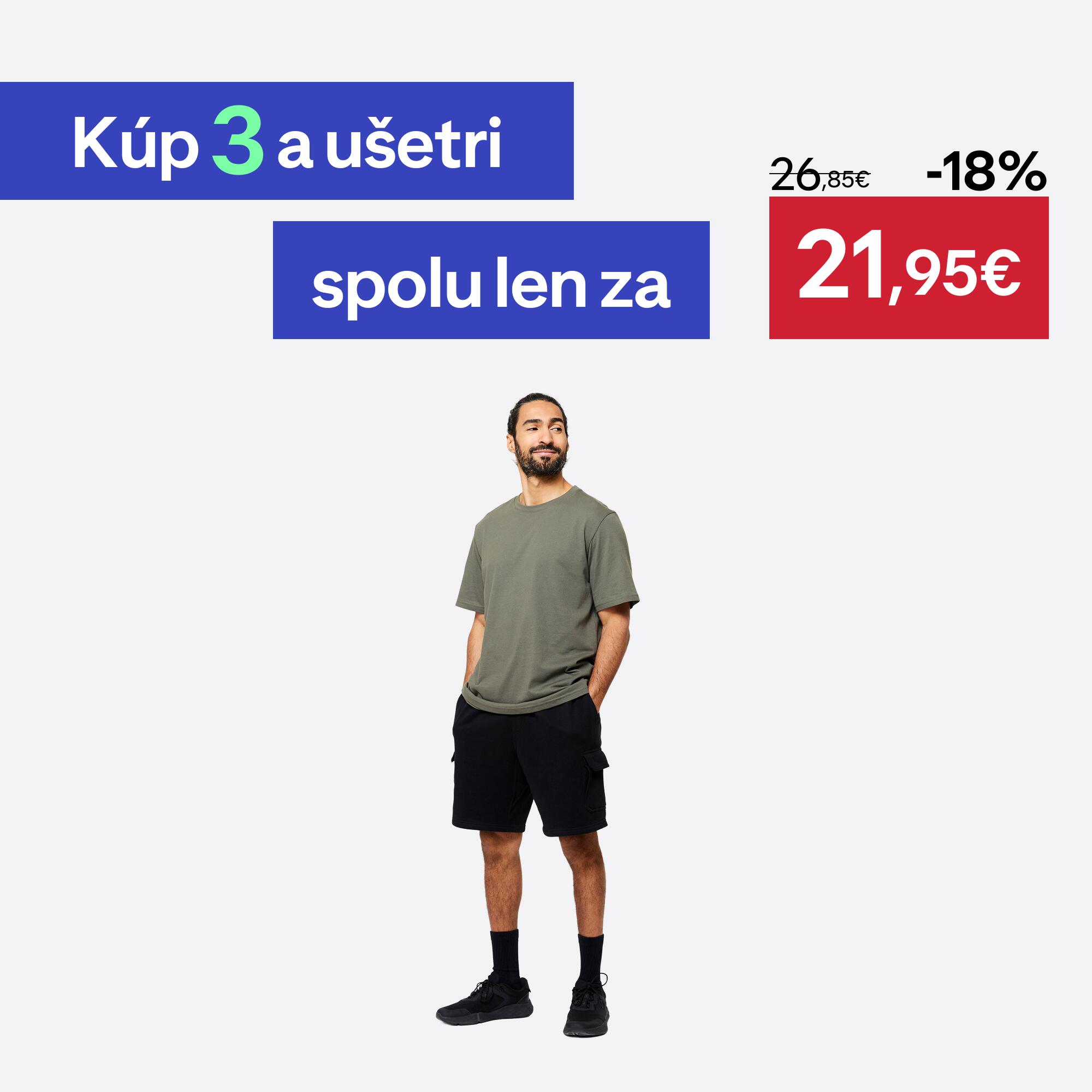 DOMYOS Pánske tričko na fitness s krátkym rukávom kaki zelené 4XL