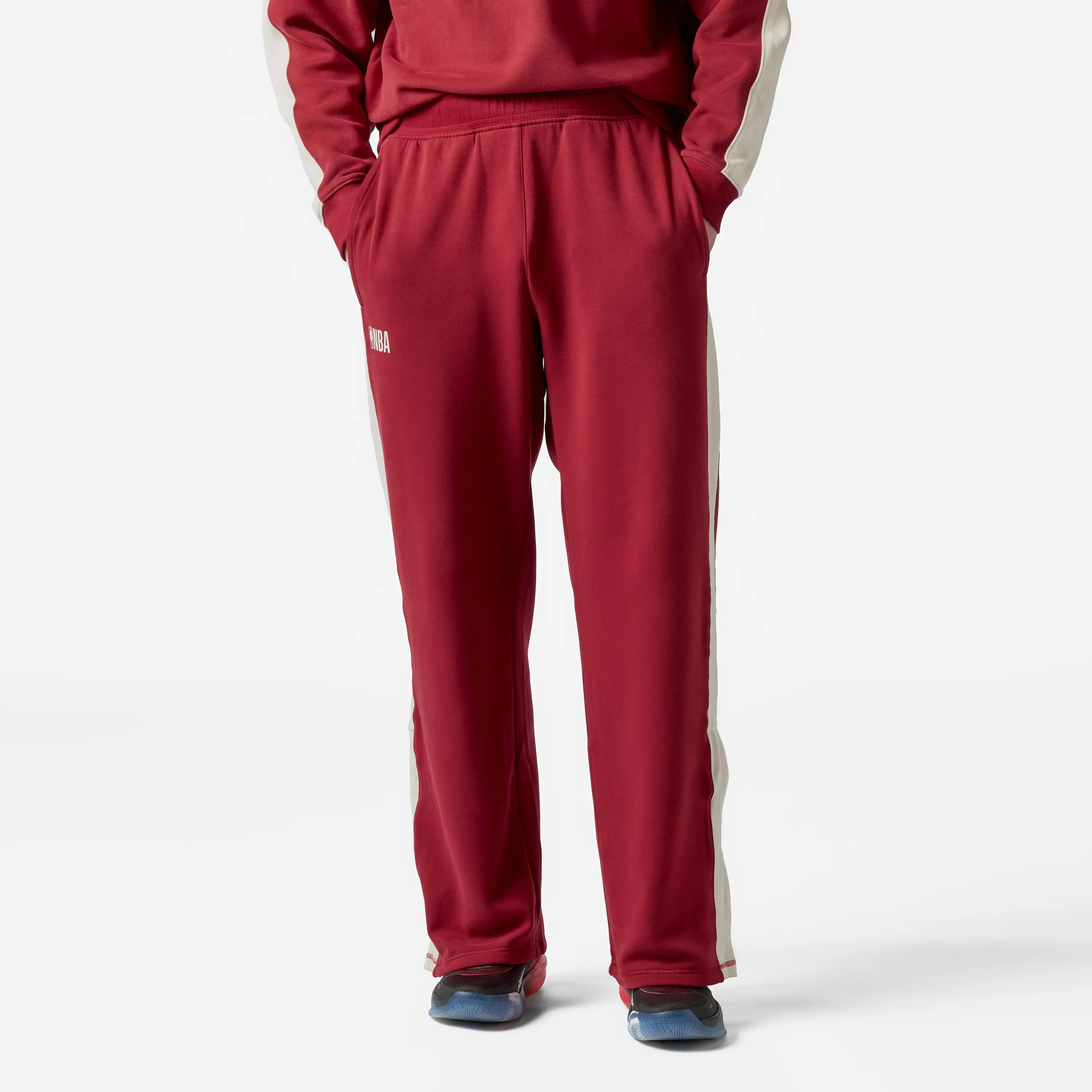 NBA Unisex Fleece-lined Basketball Bottoms - burgundy red -  1