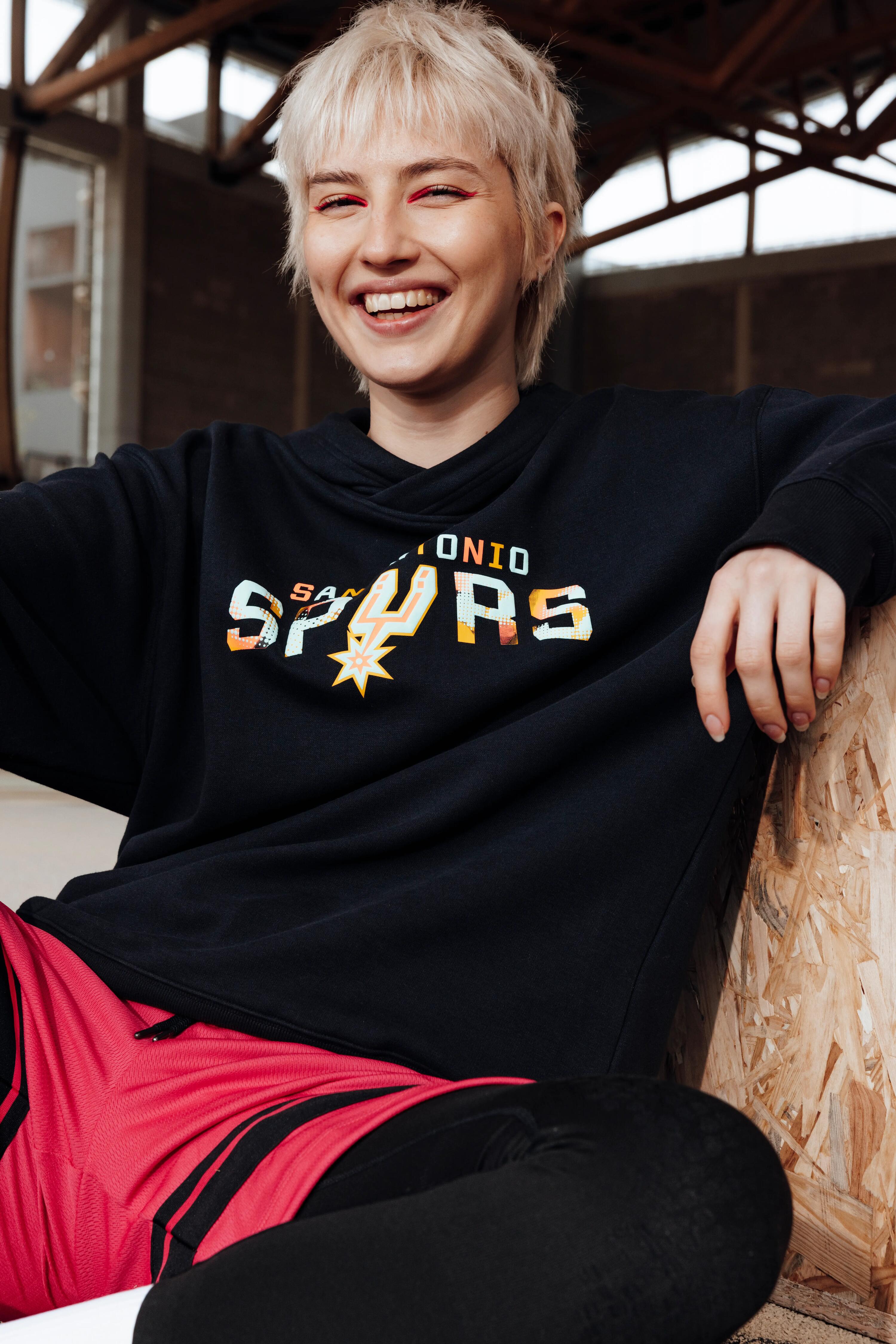 Hoodie voor heren en dames NBA Spurs zwart 3/8