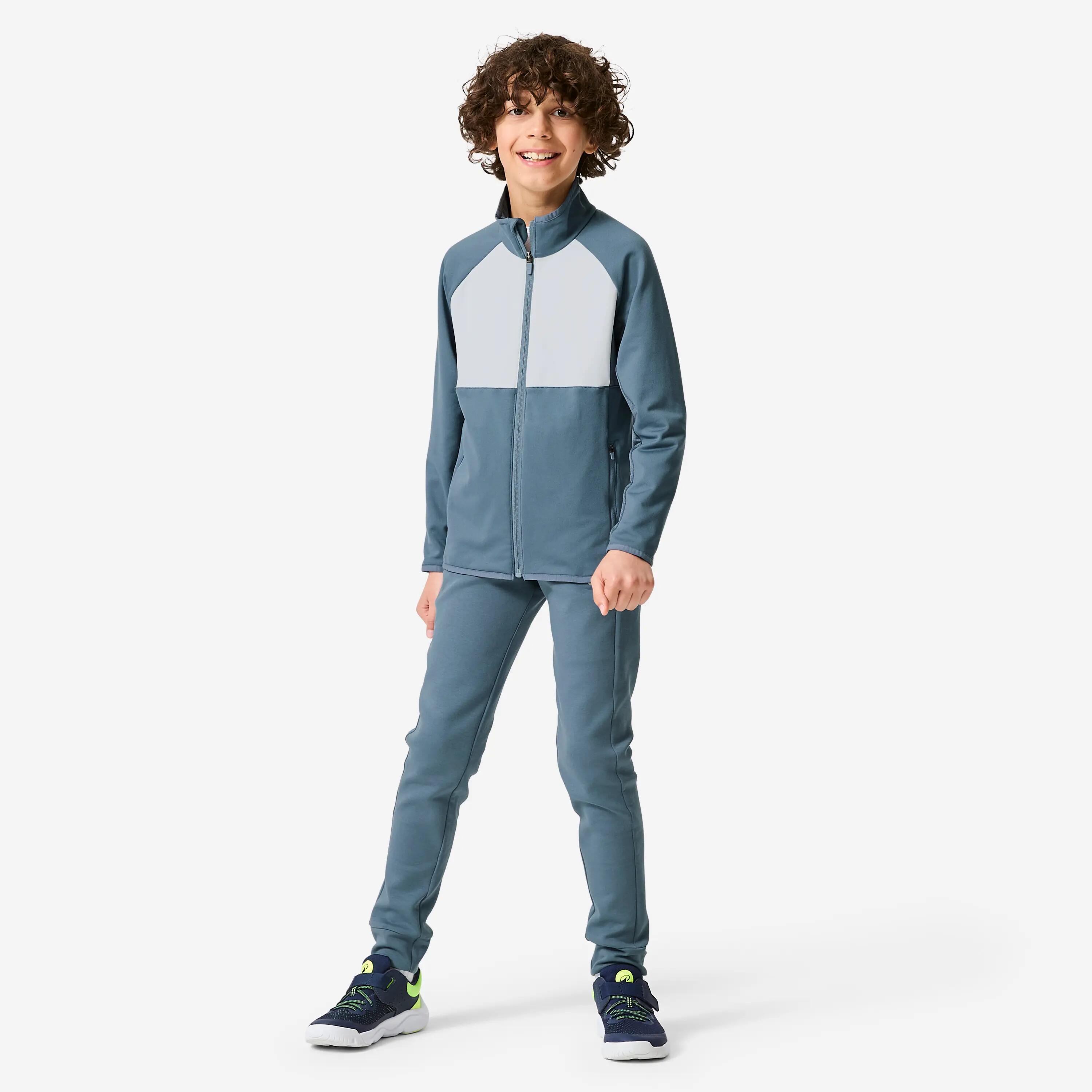 Felpa bambino ginnastica pesante traspirante azzurra 2/6