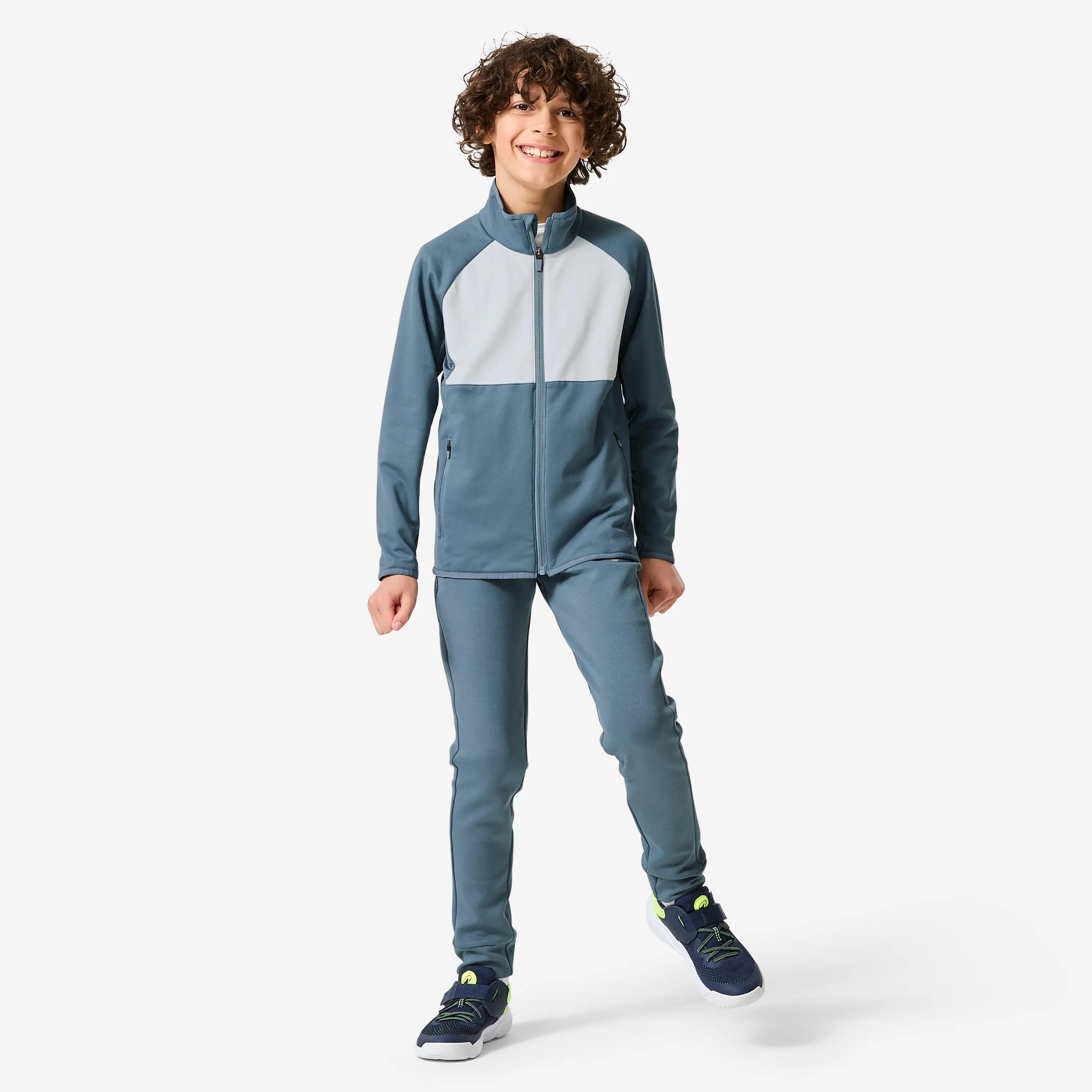 Pantalon de jogging mixte, enfant coton respirant, bleu foncé 2/7