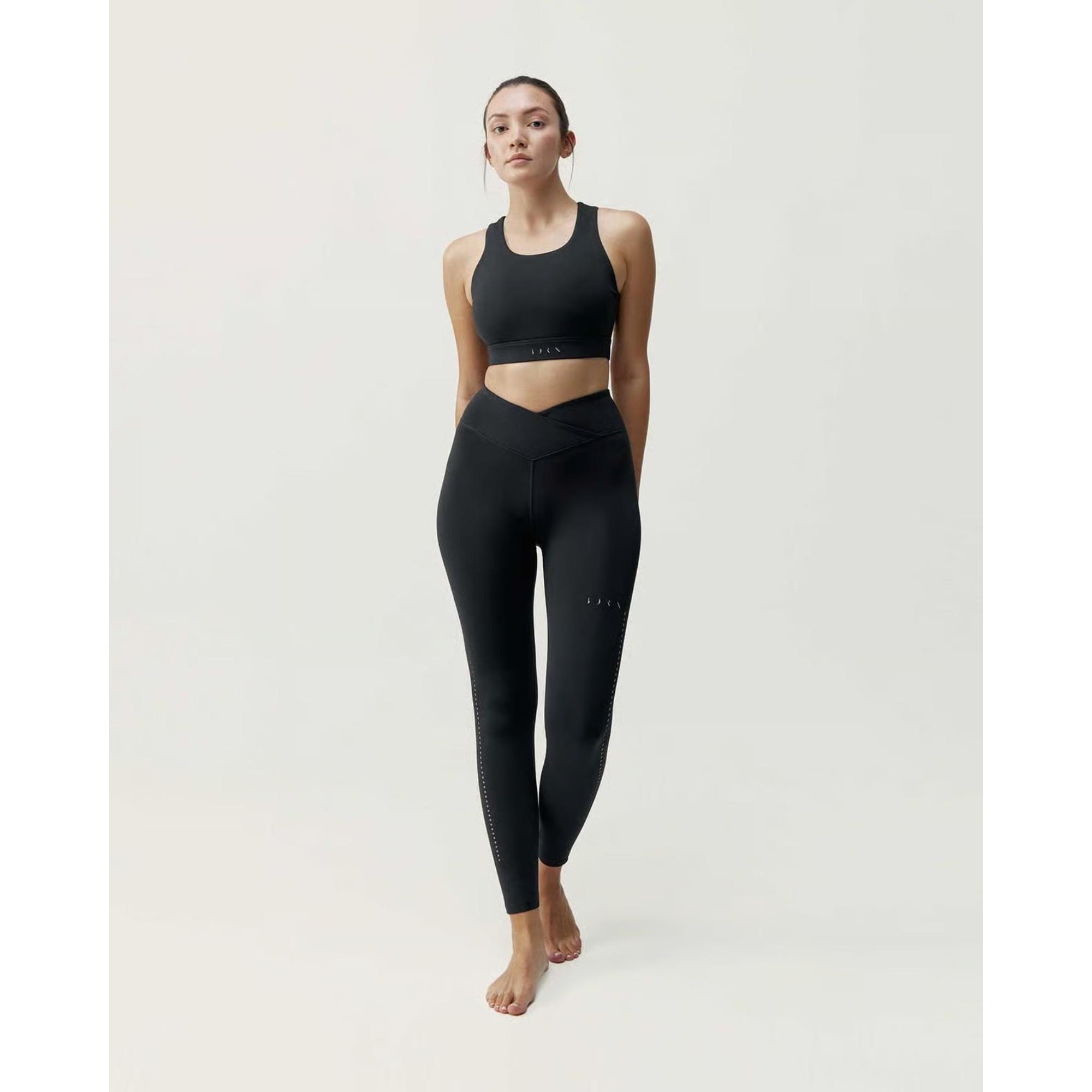 Sujetador deportivo sujeción media alta Mujer Born living yoga Nara negro 4/4