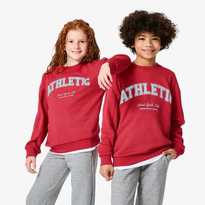 Felpa bambino ginnastica girocollo pesante rossa stampata