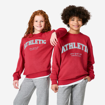 Sweat col rond imprimé en molleton chaud enfant, bleu