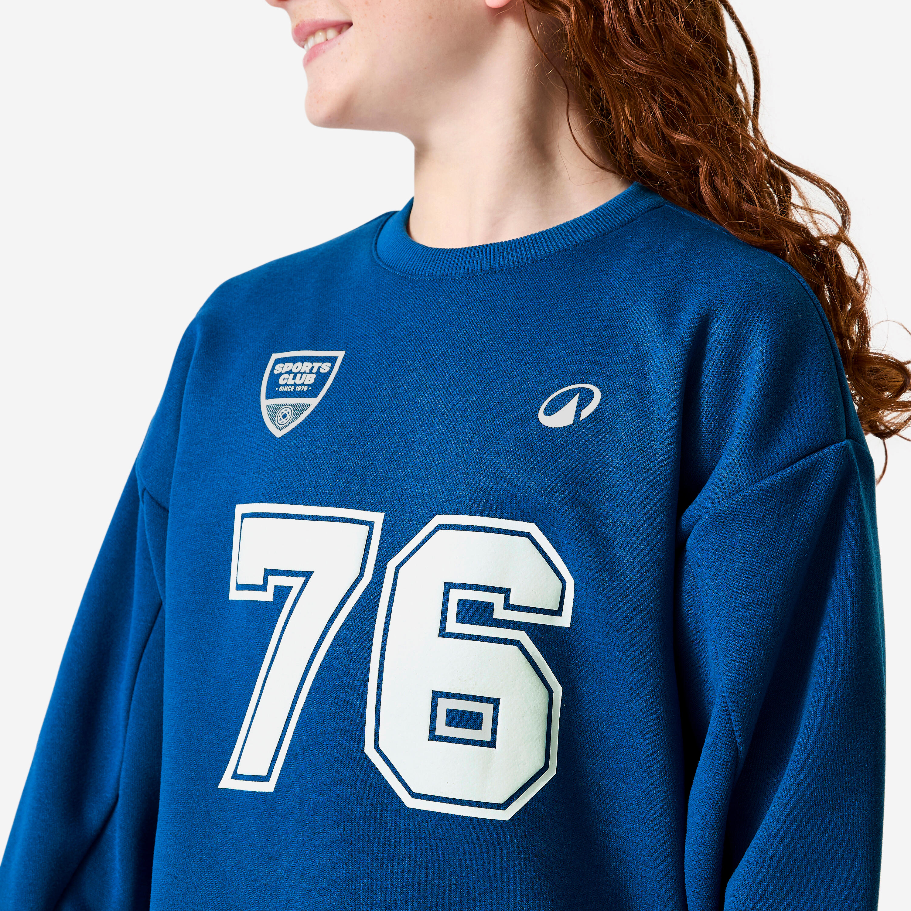 Sweatshirt Quente Educação Física em Moletão Gola Redonda Estampado Criança Azul 5/6