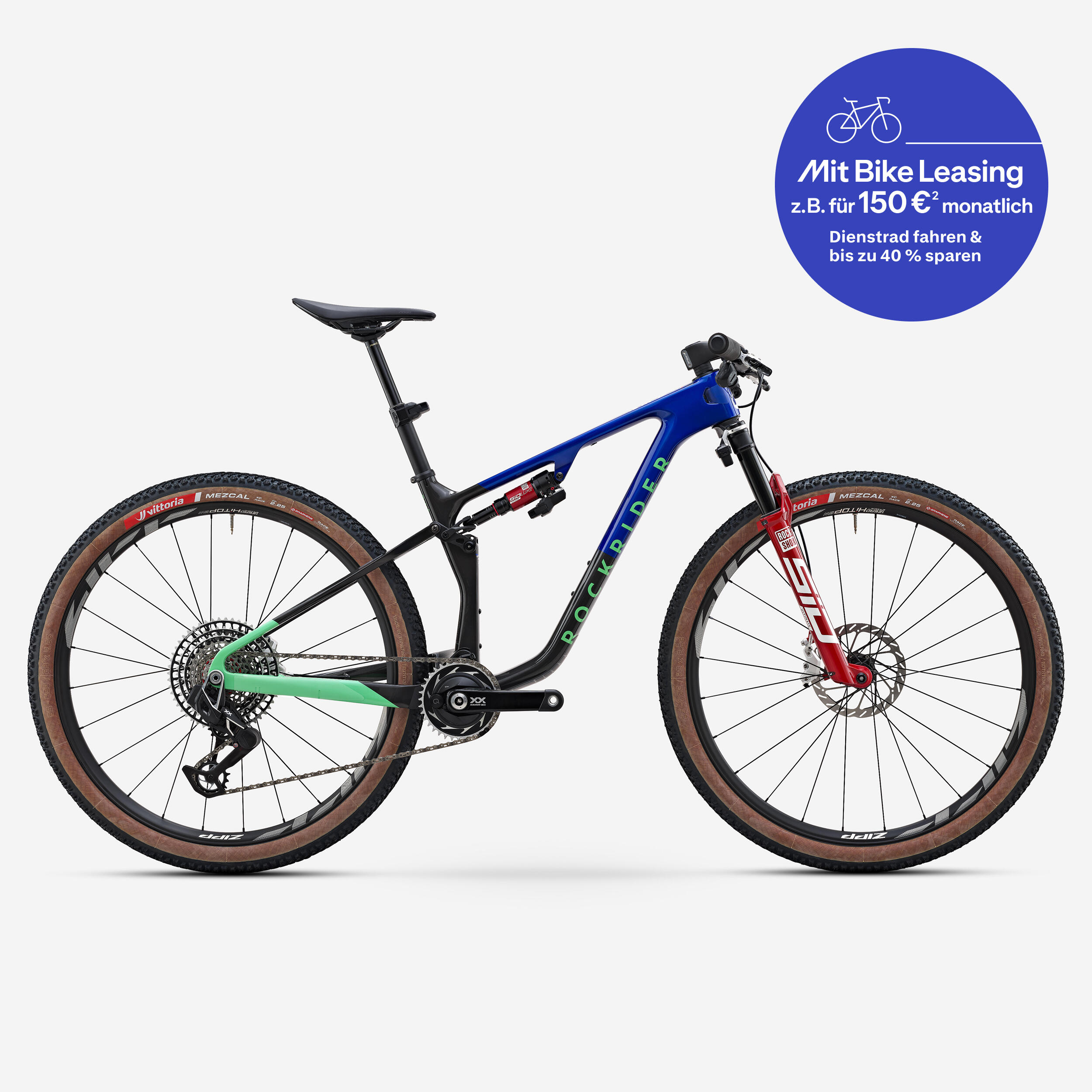 Mountainbike XC vollgefedert Carbonrahmen 29" Race 940 S Team blau/grün  2/9
