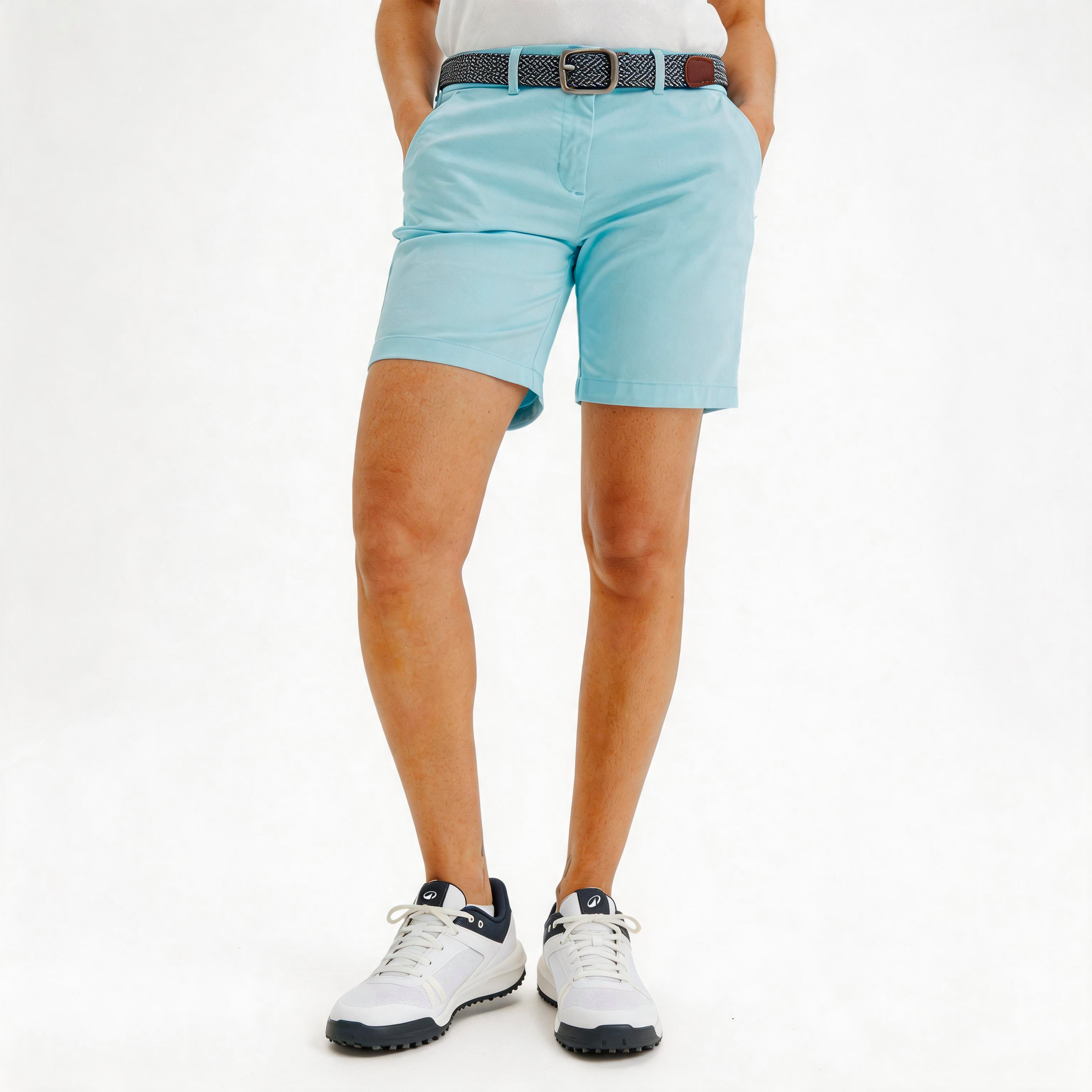 Short chino coton golf femme, mw500 bleu - Inesis