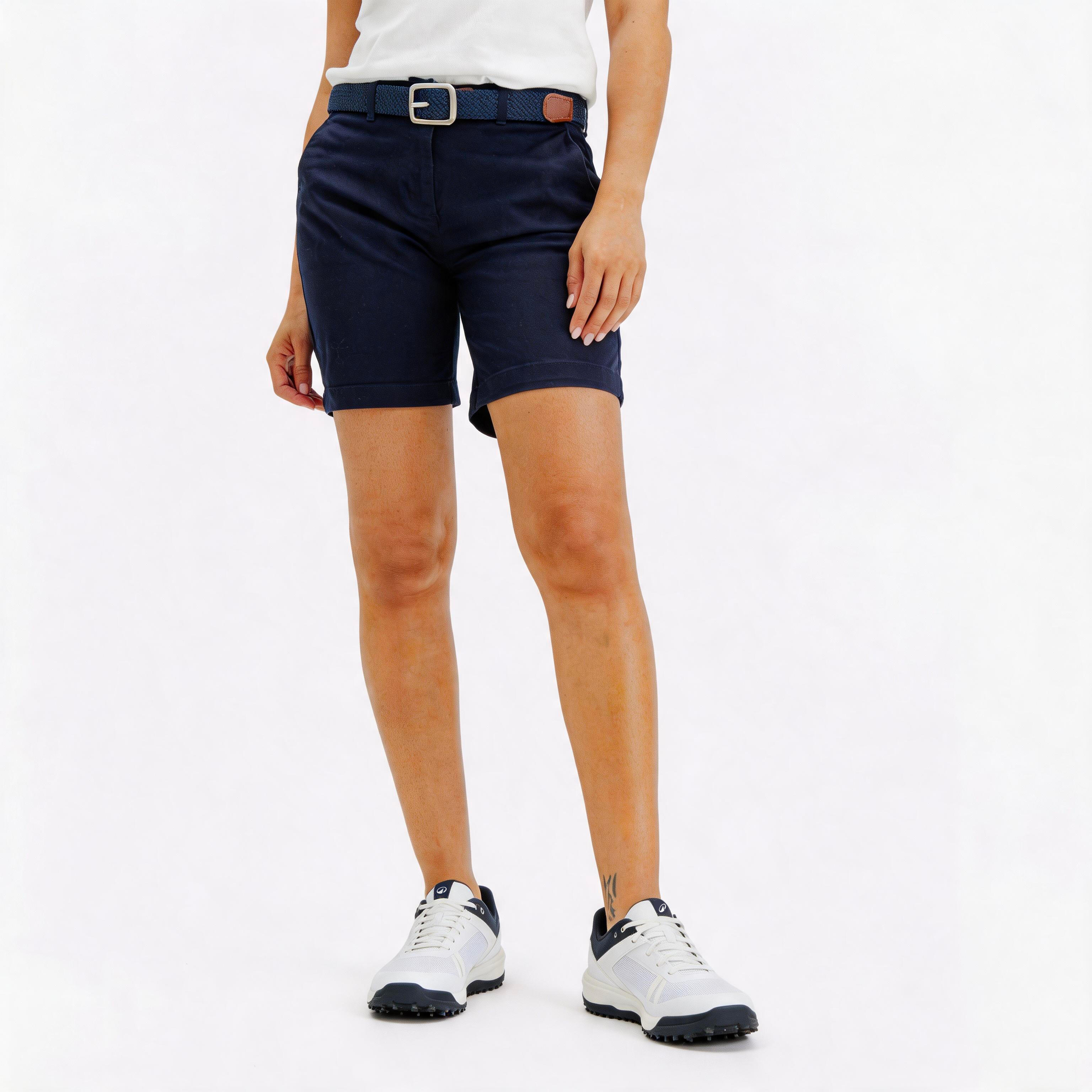 Women's golf shorts MW500 navy blue