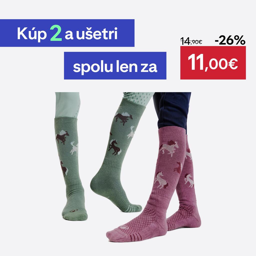 Detské jazdecké podkolienky SKS 500 s motívom zeleno-fialové
