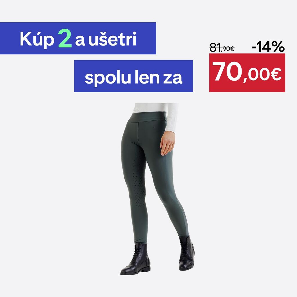 Dámske jazdecké legíny 500 fullgrip zelené