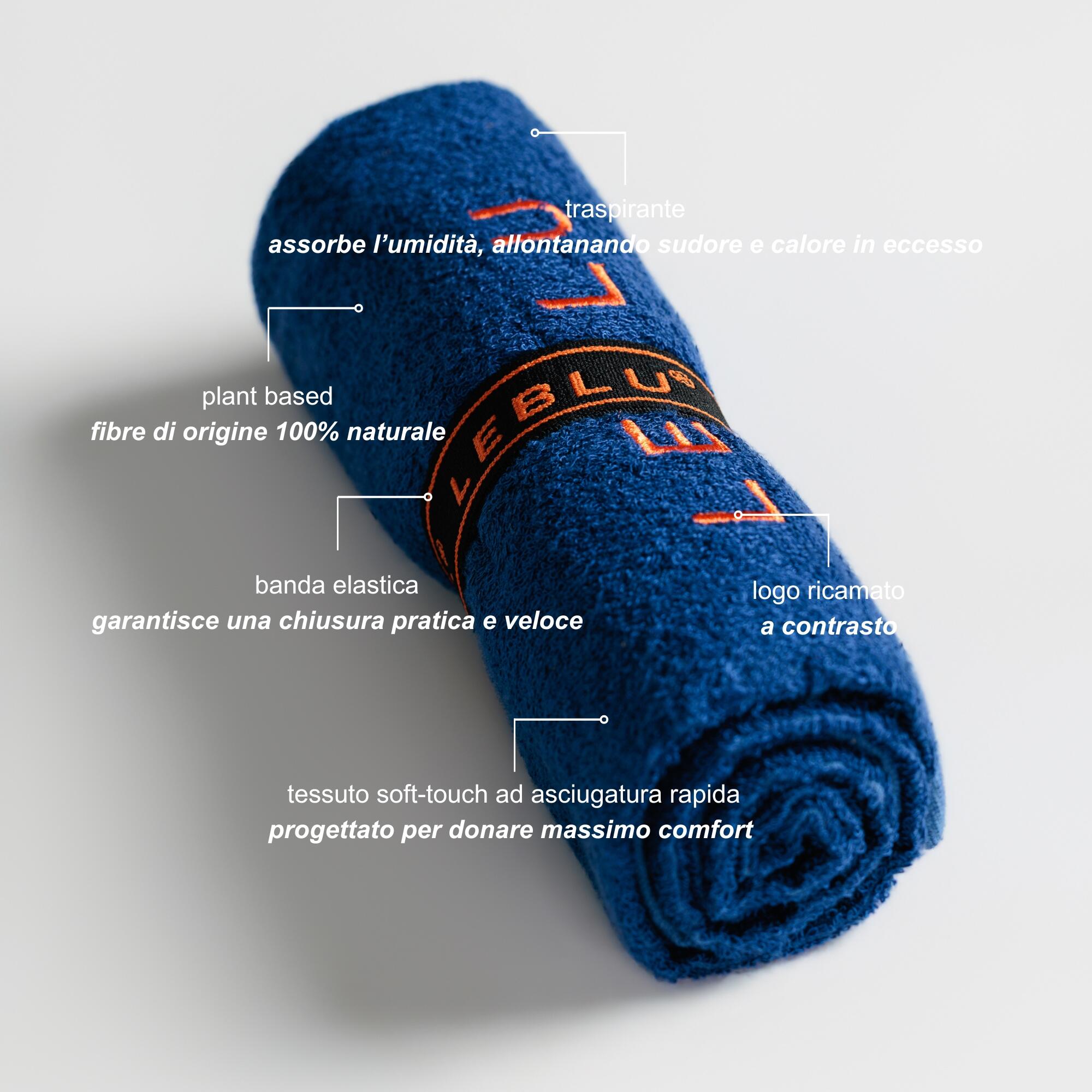 Asciugamano in spugna misto bamboo e cotone 60x80cm blu 3/6