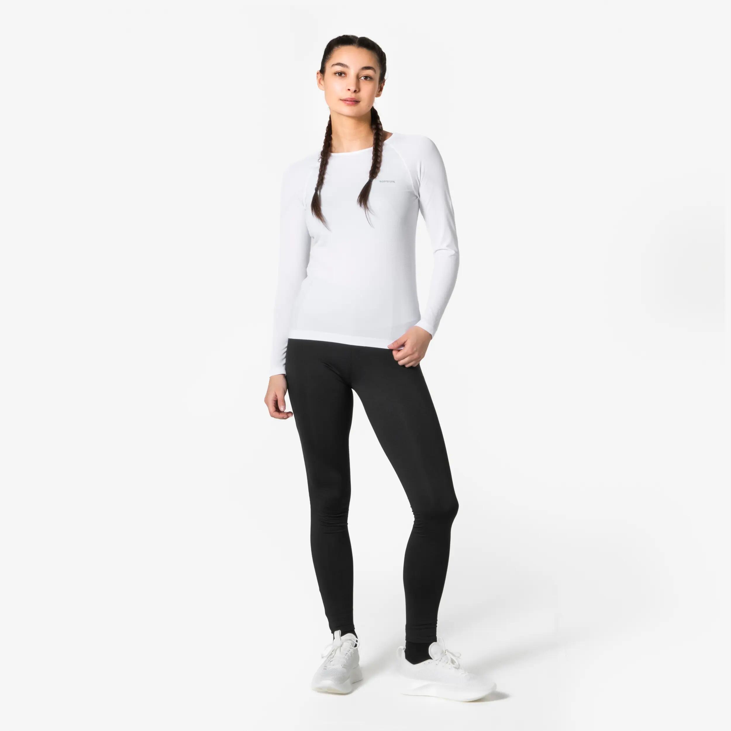 Women's warm running leggings-KIPRUN Run 100 Warm-Black -  2