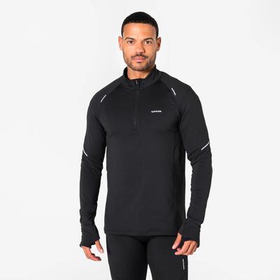 Maglia manica lunga running uomo RUN 500 WARM nera