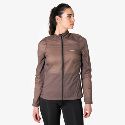 Veste coupe vent de running Femme, Kiprun Run 500 marron