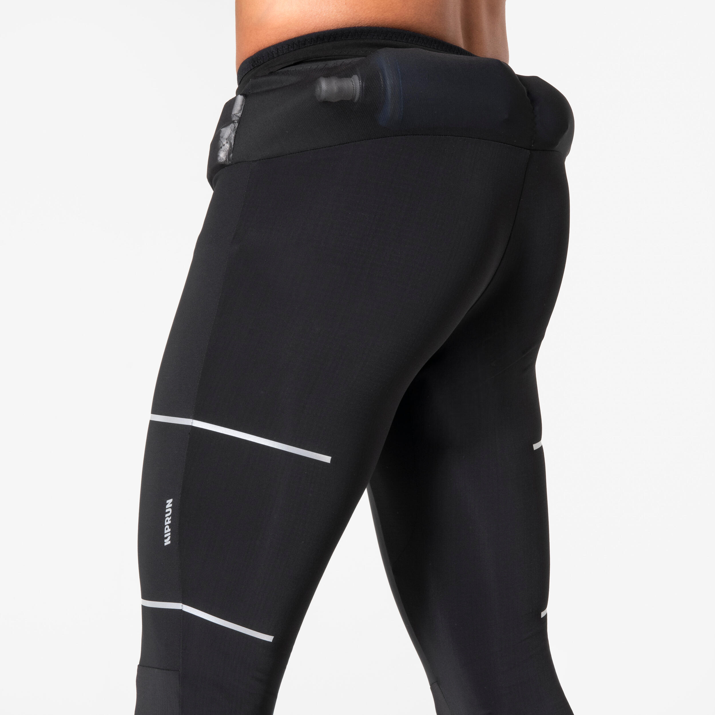 Calças Justas de Corrida Impermeáveis KIPRUN Run 900 Rain Homem Preto 9/14