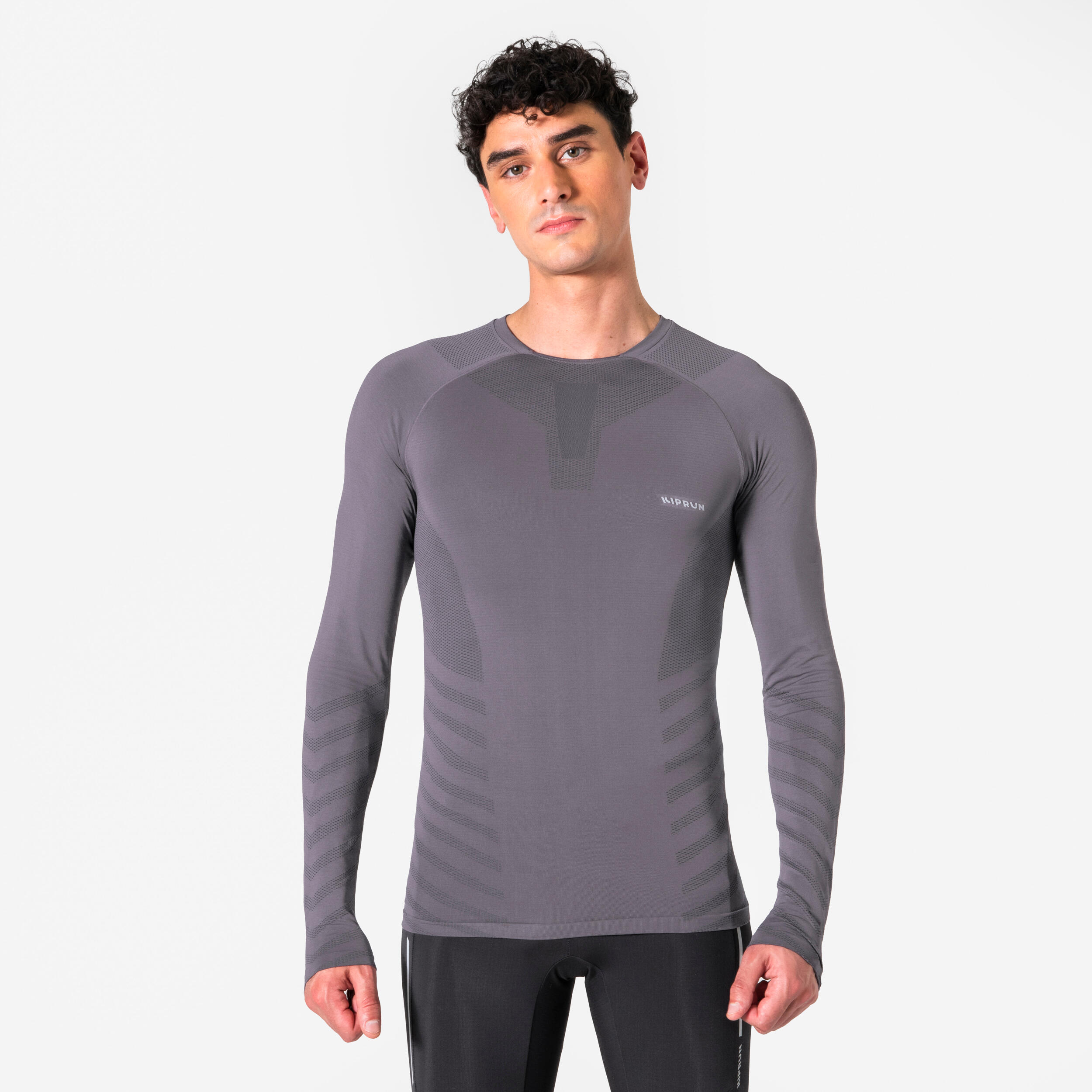 Kiprun T Shirt De Running Manches Longues Slim Homme Kiprun Run 500 Sans Couture Violet