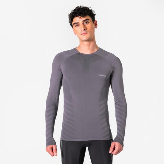 T-shirt de running manches longues slim Homme-Kiprun Run 500 sans couture violet