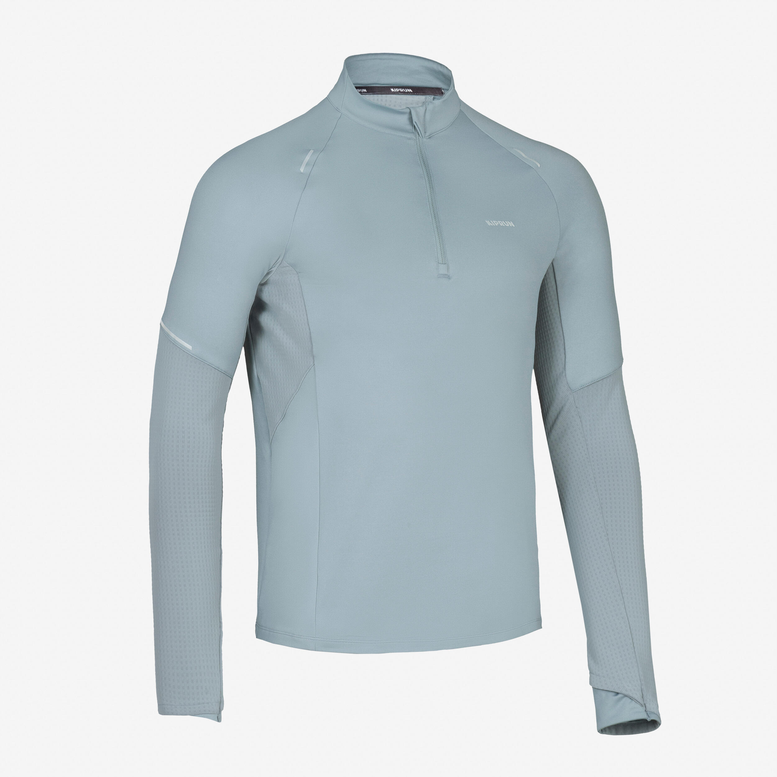 Camisola Quente de Corrida com 1/2 Fecho Homem Run 500 Warm Cinzento 2/9
