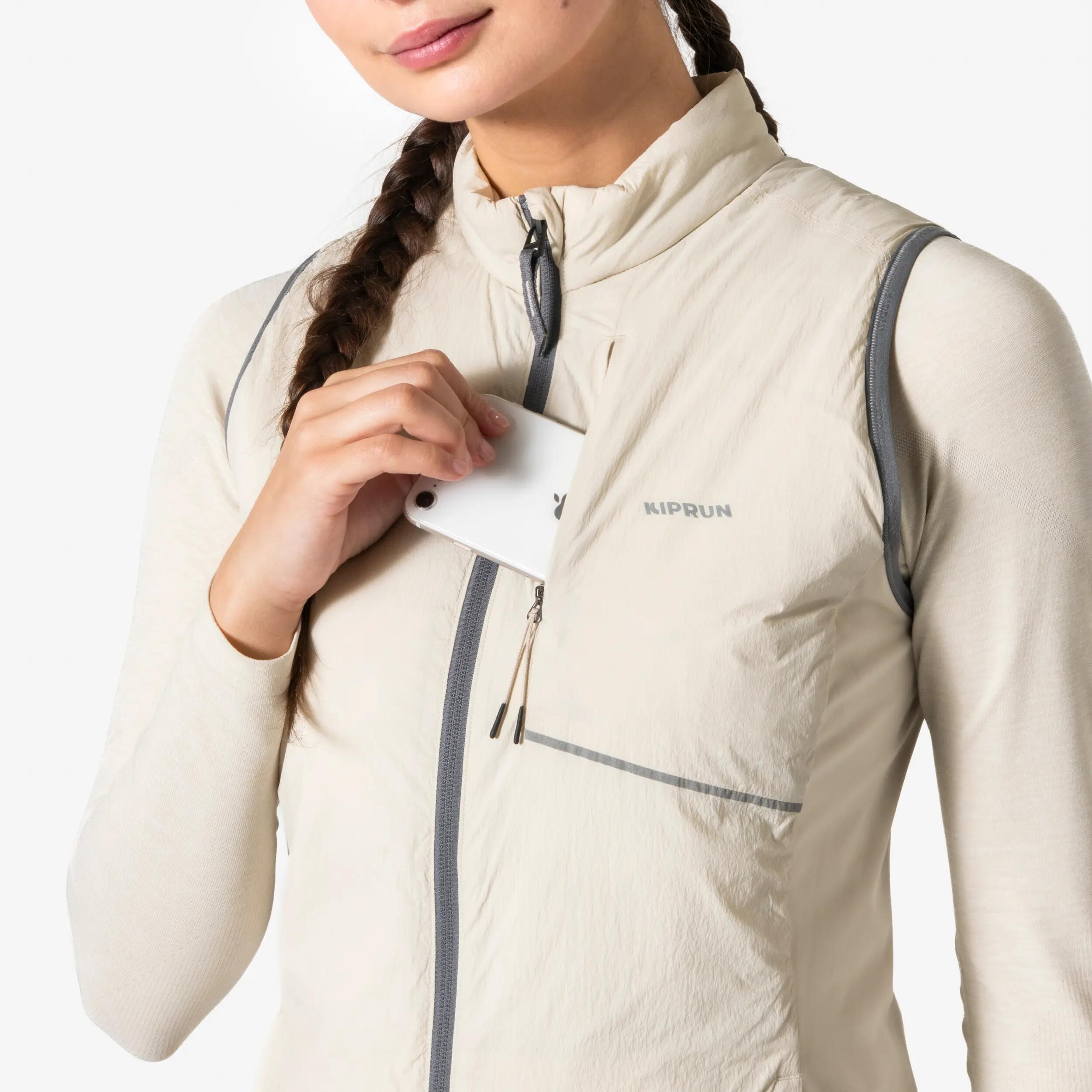 Veste de course à pied sans manches chaude femme, Flow Run 10/16