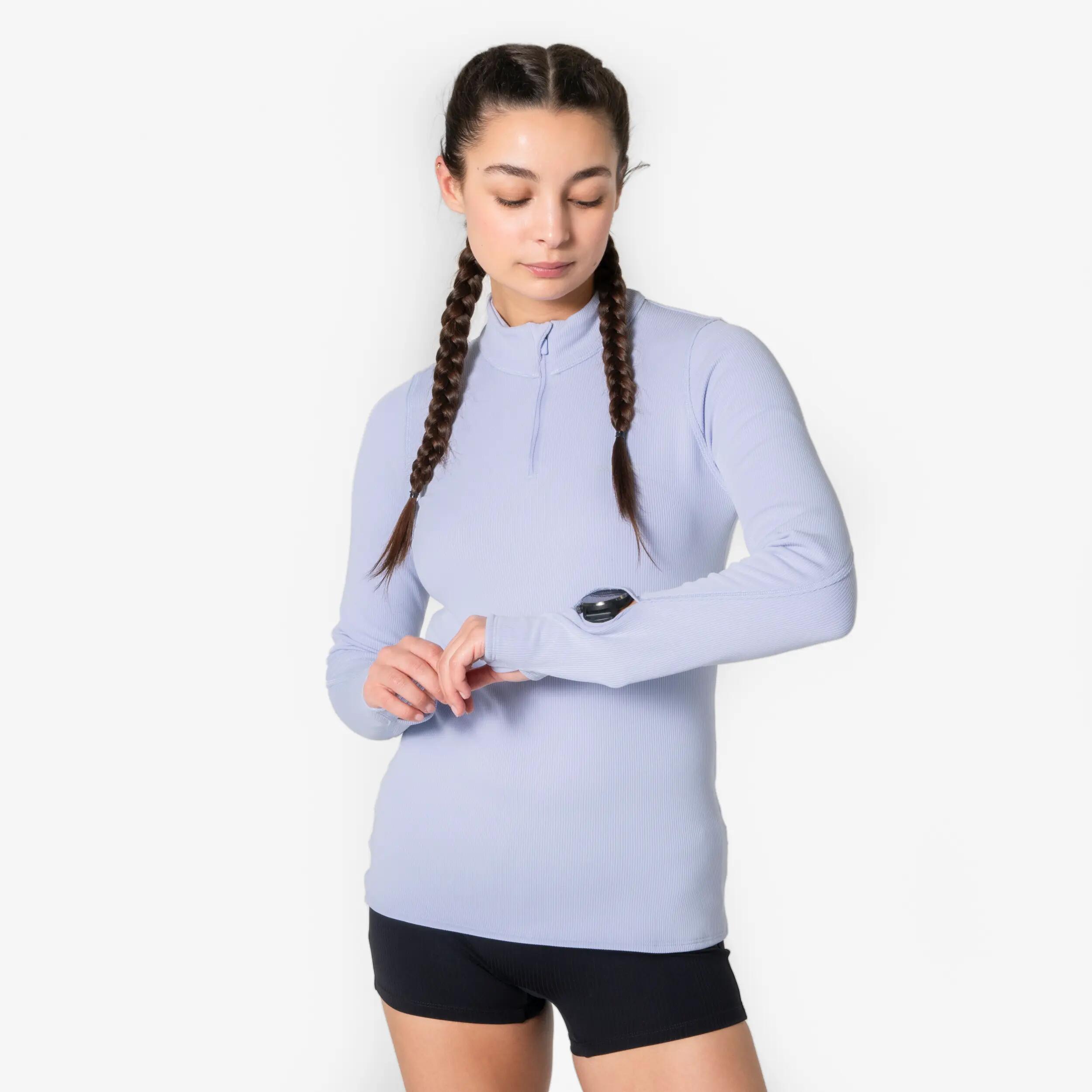Chandail de course à manches longues à demi-zip femme, Run Flow 2/9