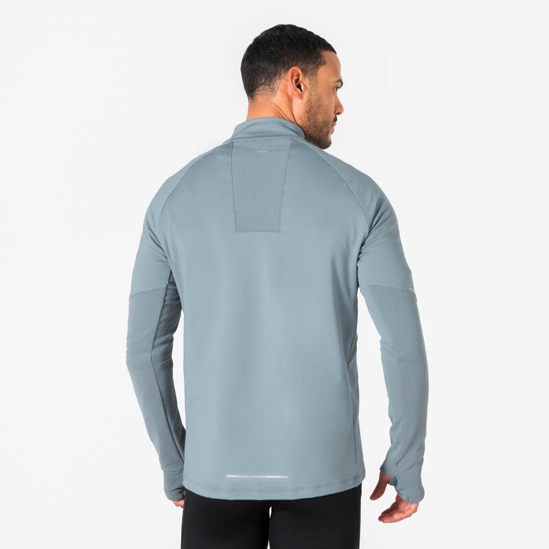Erkek Uzun Kollu Koşu Tişörtü - Gri - Kiprun Run 500 Warm