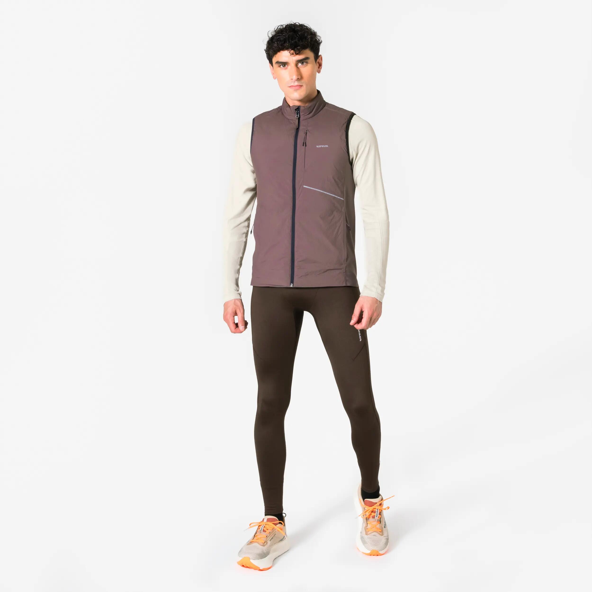 Chaleco cálido de running Hombre - KIPRUN SL 500 Warm marrón oscuro  2/15