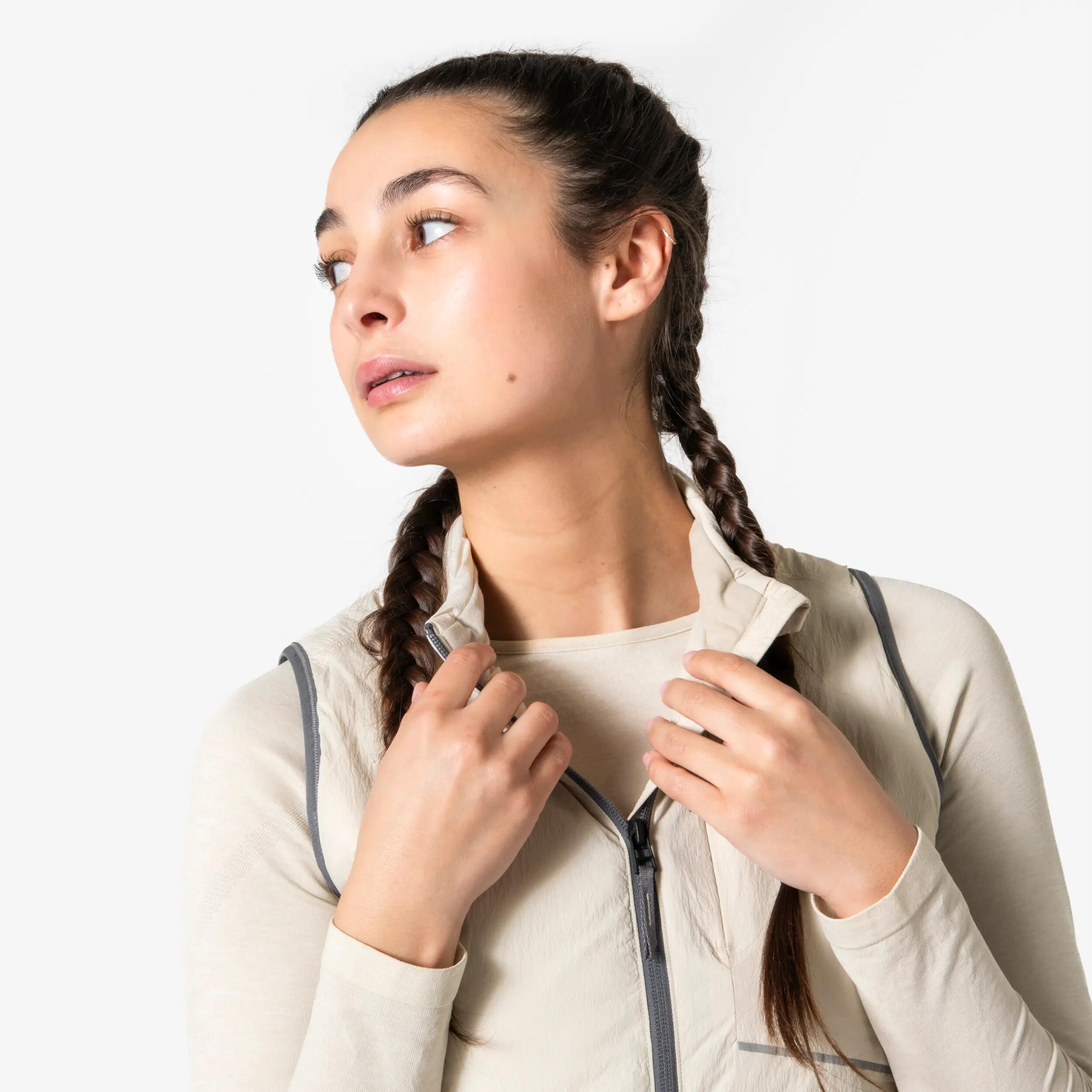 Veste de course à pied sans manches chaude femme, Flow Run 6/16