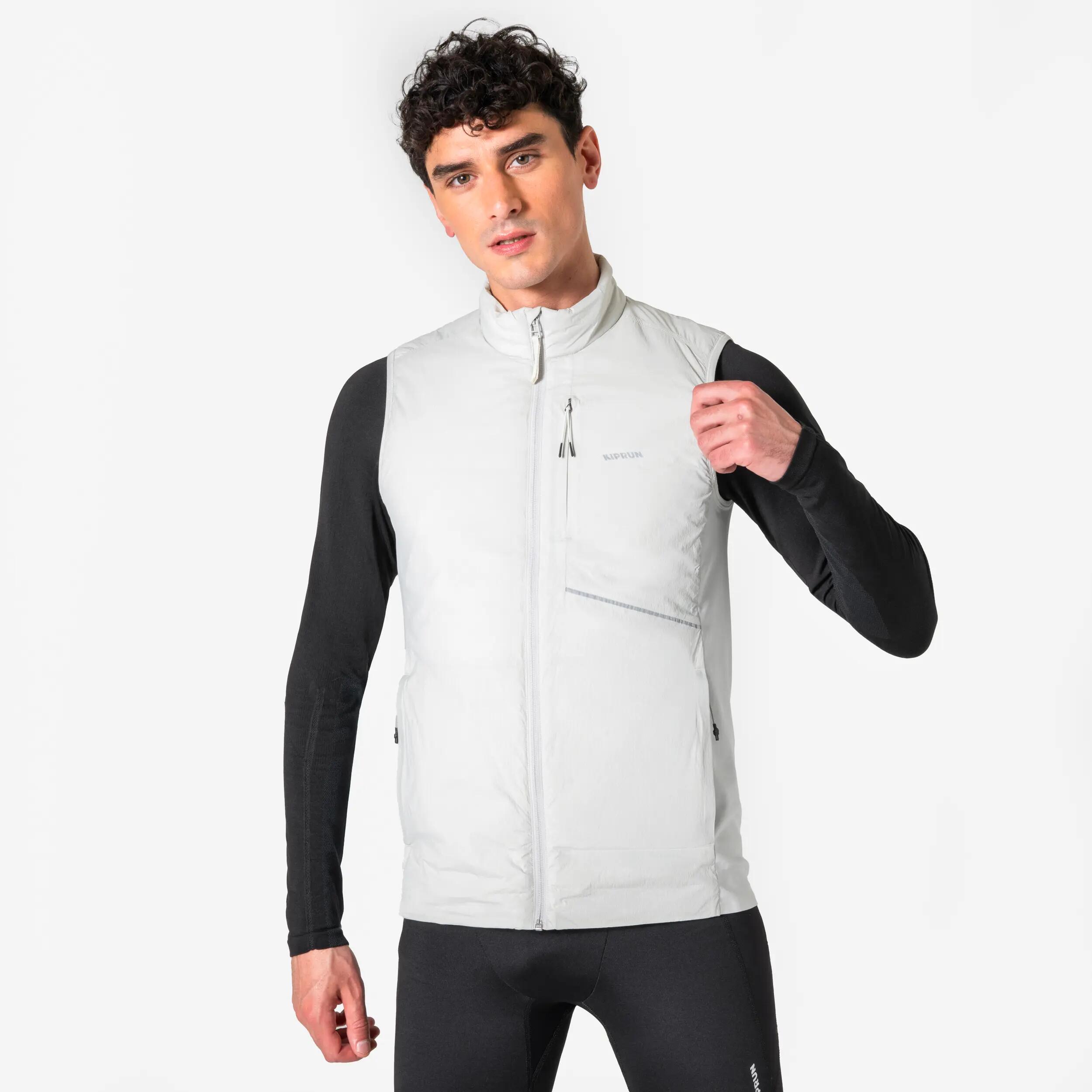 KIPRUN SL 500 Men's warm sleeveless running jacket grey -  1