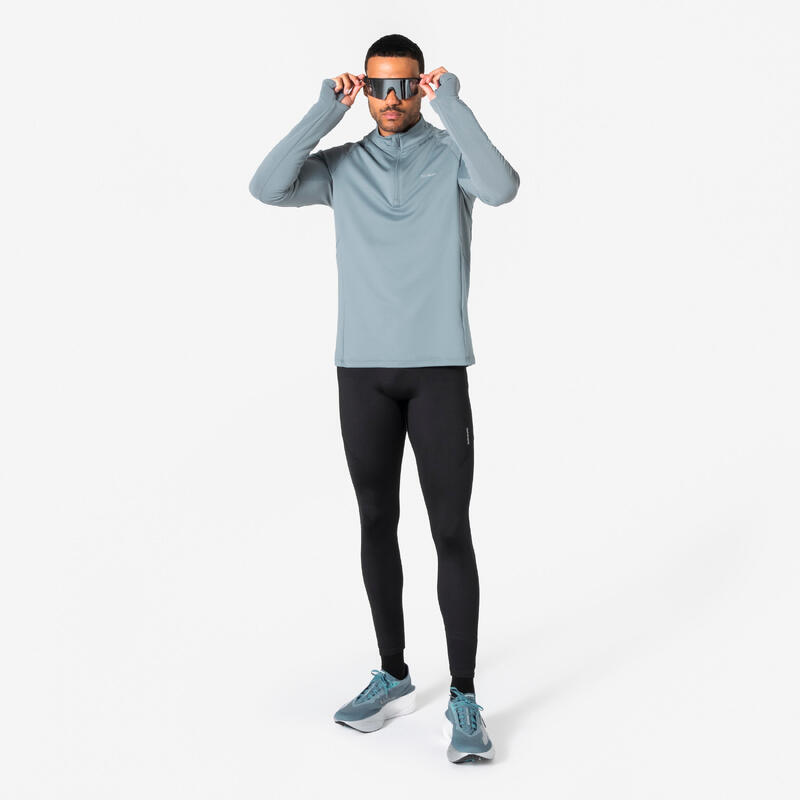 Erkek Uzun Kollu Koşu Tişörtü - Gri - Kiprun Run 500 Warm