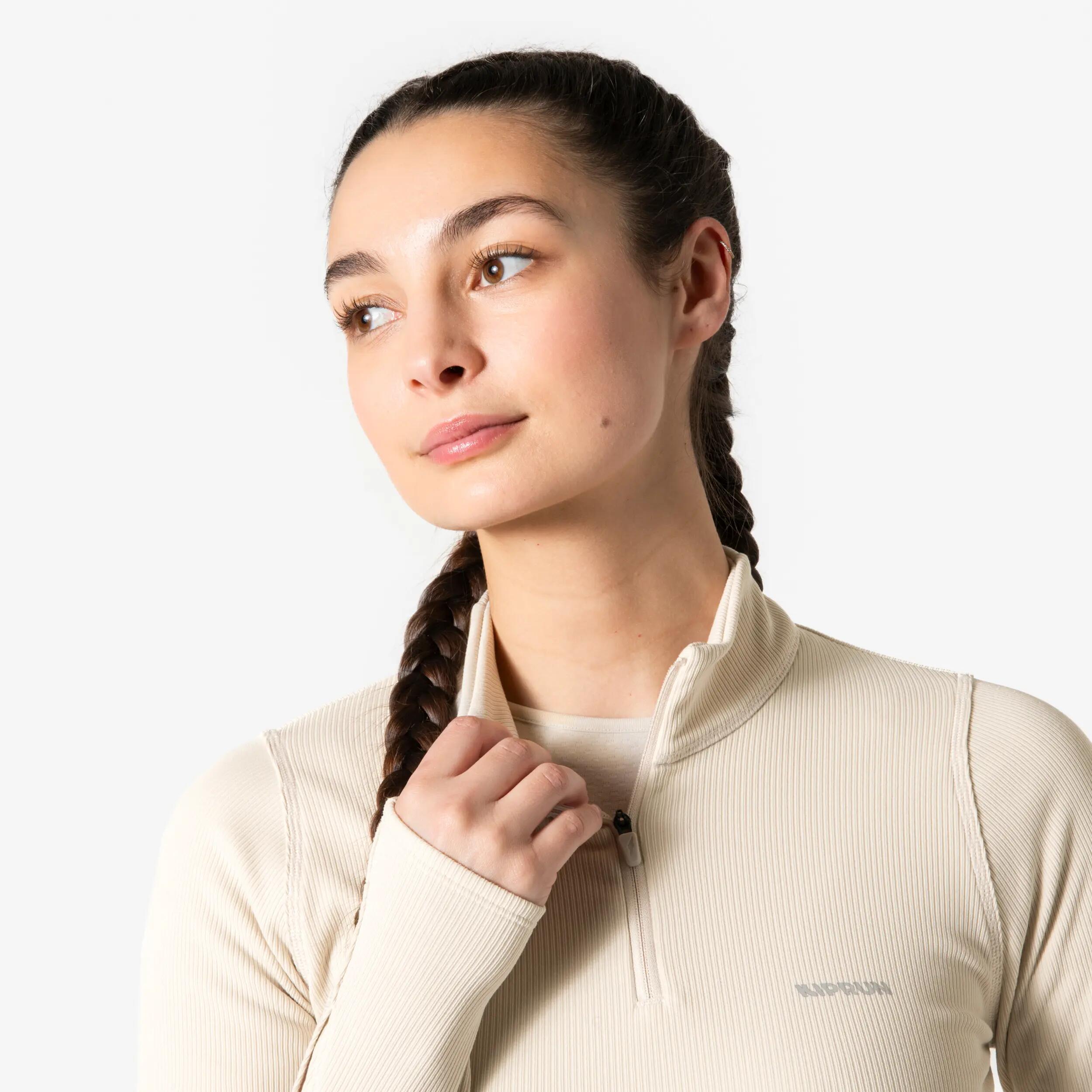 Women’s Long-Sleeved Half-Zip Running T-Shirt, Run Flow 5/8