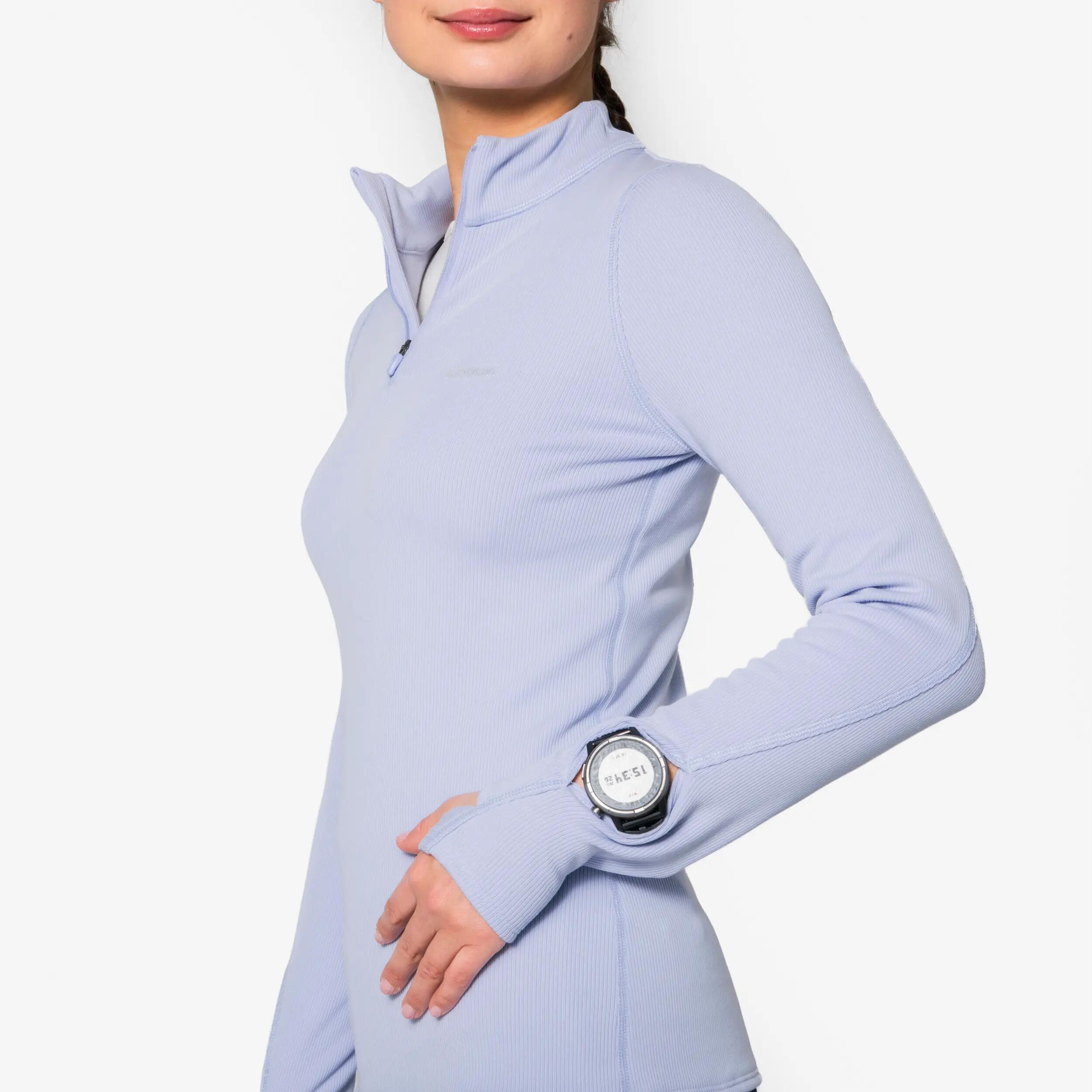 Chandail de course à manches longues à demi-zip femme, Run Flow 8/9