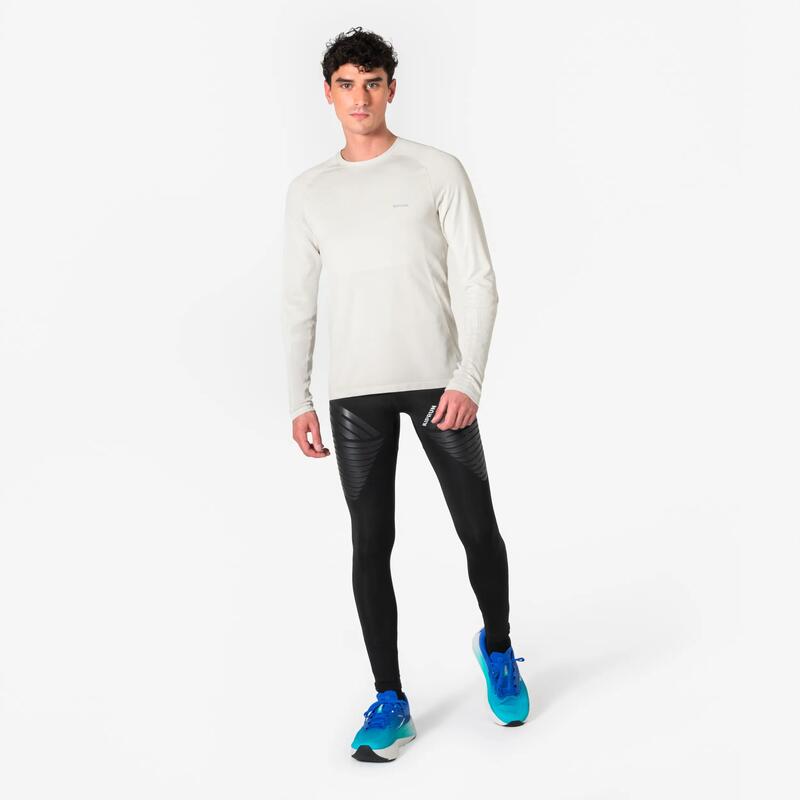 Erkek Uzun Kollu Koşu Tişörtü - Açık Gri - Kiprun Run 500