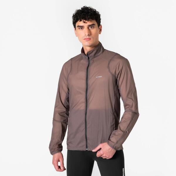 KIPRUN Chaqueta cortavientos de running hombre, Kiprun Run 500 marrón