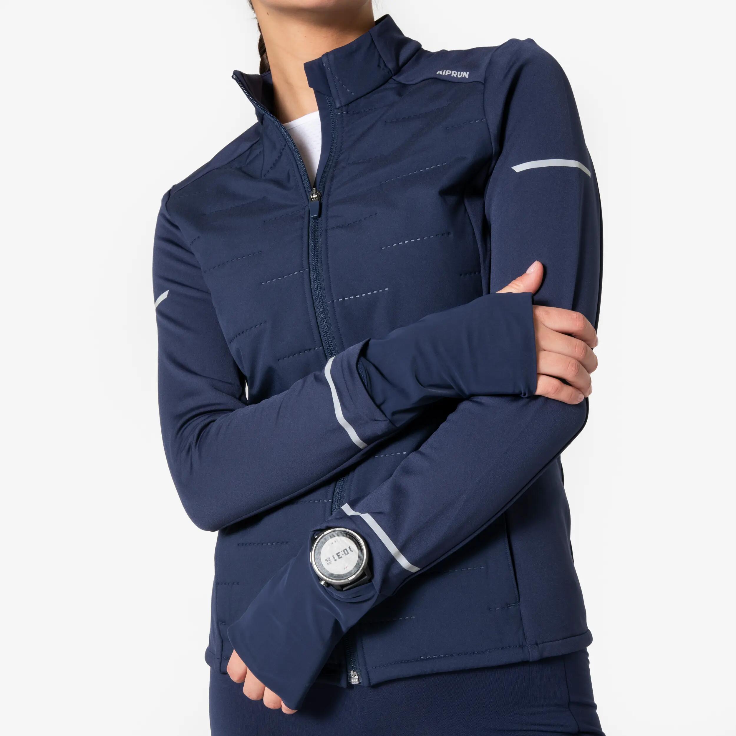 Giacca invernale running donna RUN FLOW blu 7/9