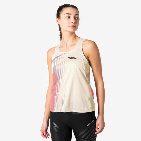 Débardeur de running Femme, Kiprun PROTEAM beige rose