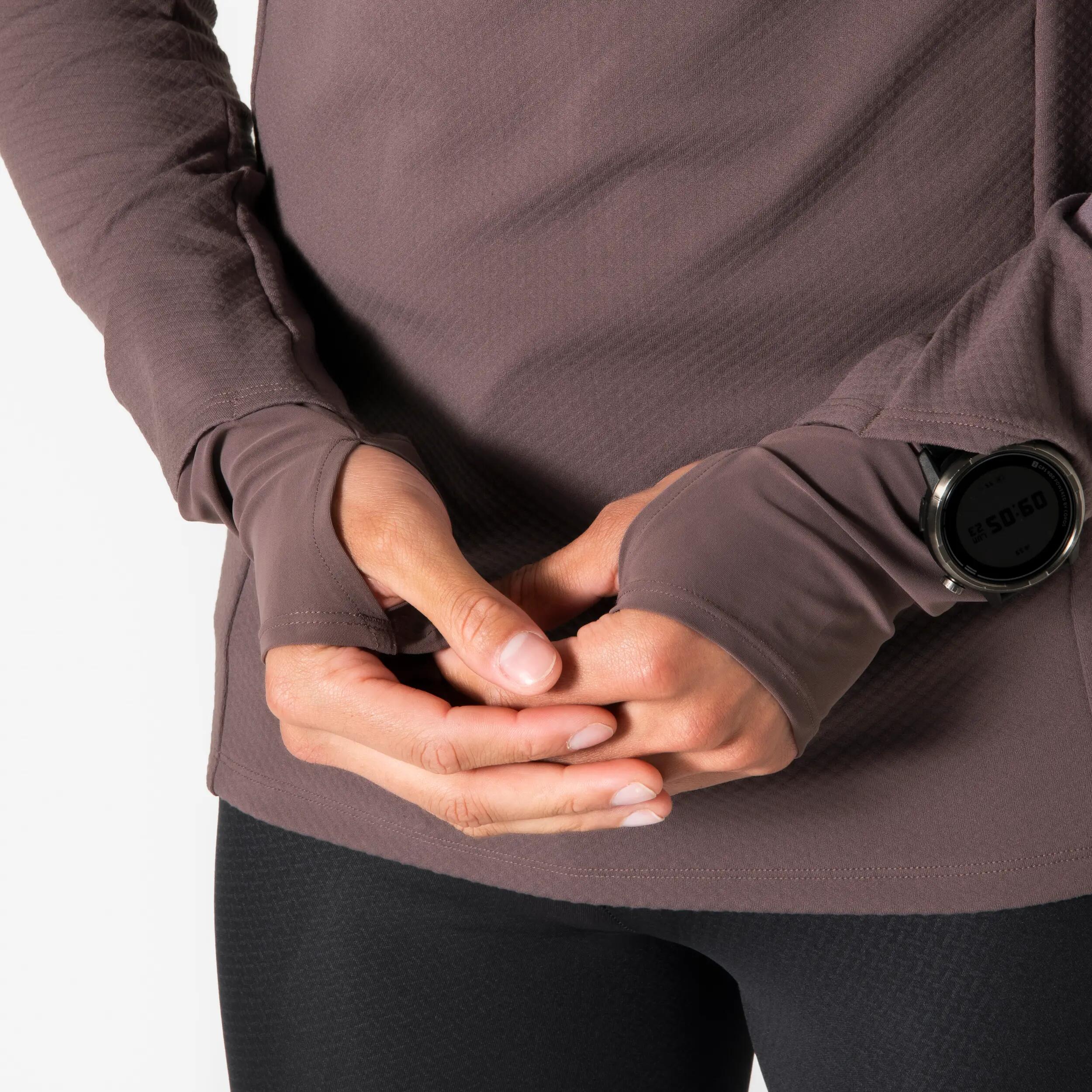 Pánské běžecké tričko s dlouhým rukávem a zipem u krku Kiprun Run 900 Warm 7/8