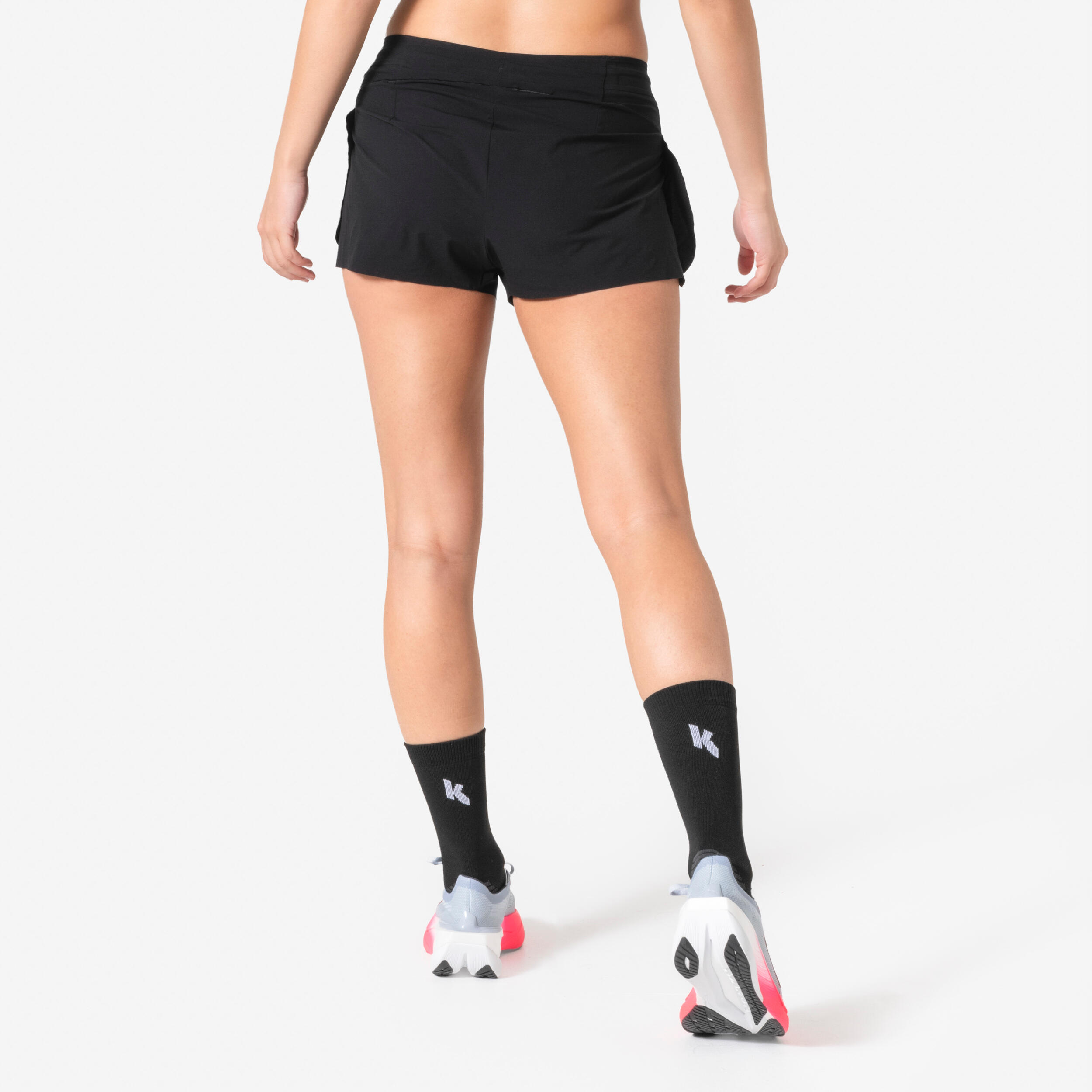 Short de running avec culotte intégrée performance Femme, Kiprun Proteam noir 2/9