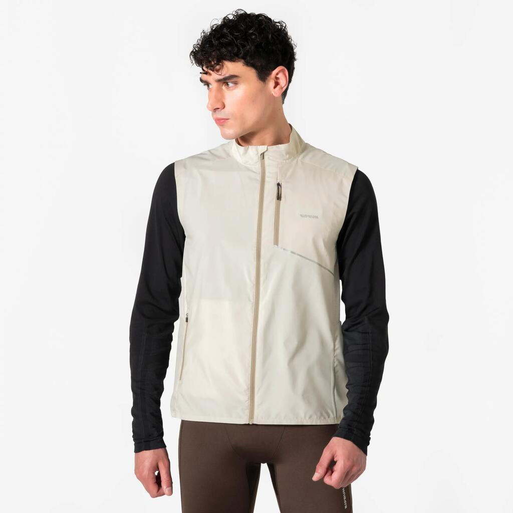Men's sleeveless windproof jacket, KIPRUN Run Flow Beige