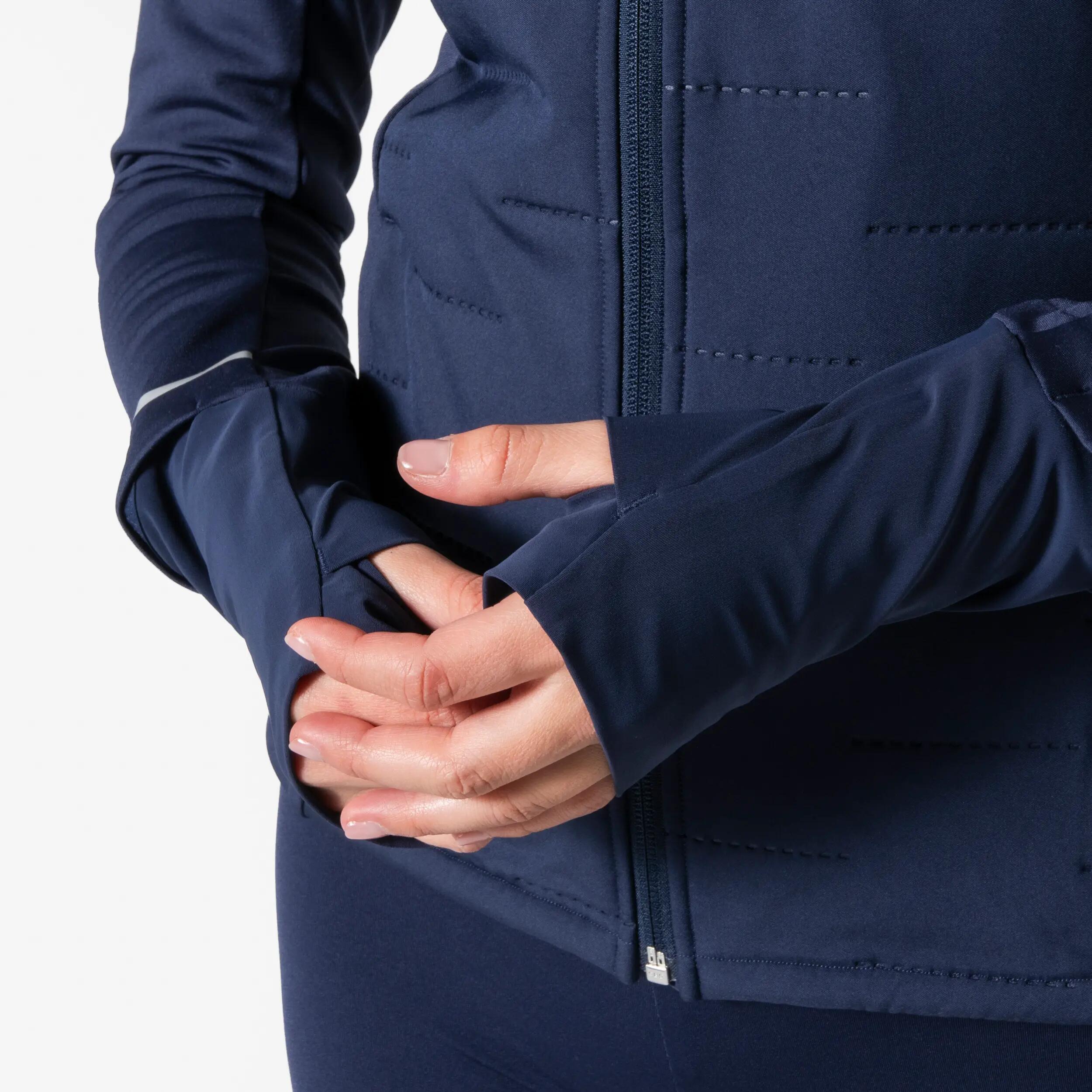 Giacca invernale running donna RUN FLOW blu 6/9