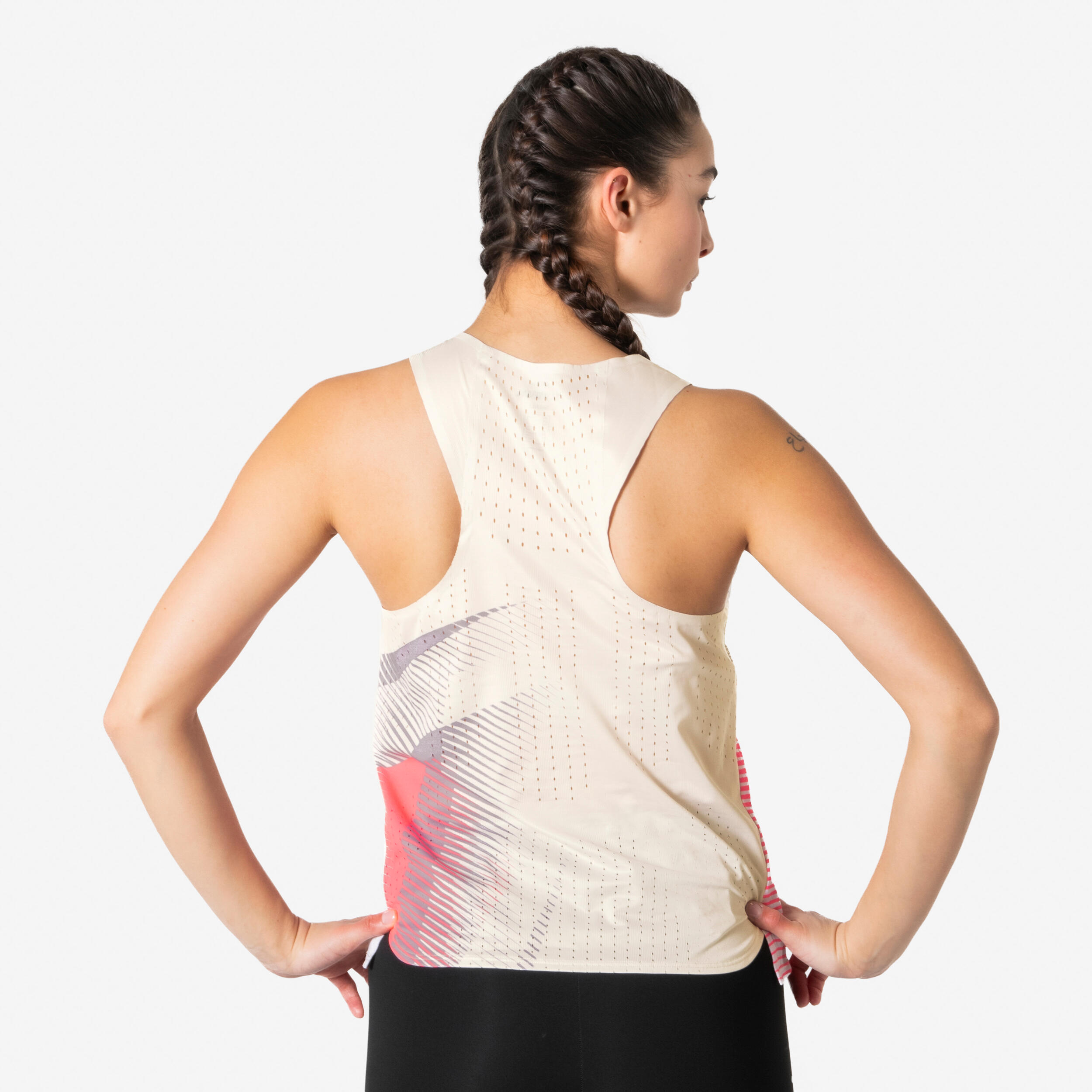 Lauf-Tanktop Damen - Proteam beige/rosa 3/16