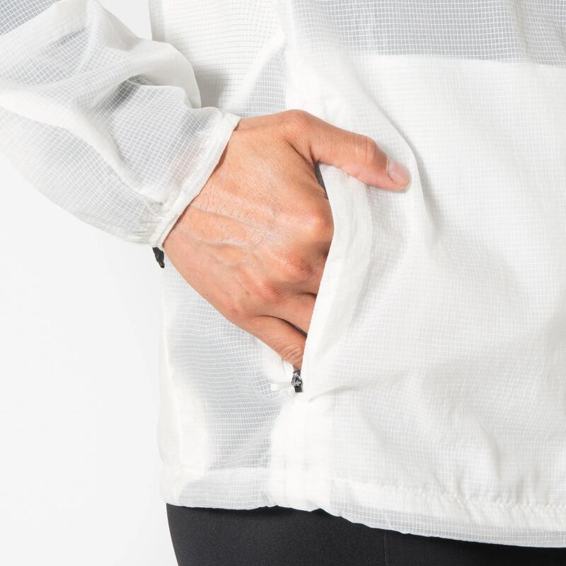 Geacă antivânt de alergare Kiprun Run 500 Alb Bărbați