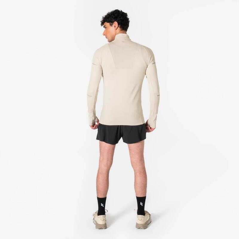 Erkek Uzun Kollu Koşu Tişörtü - Bej - Kiprun Run 900 Warm