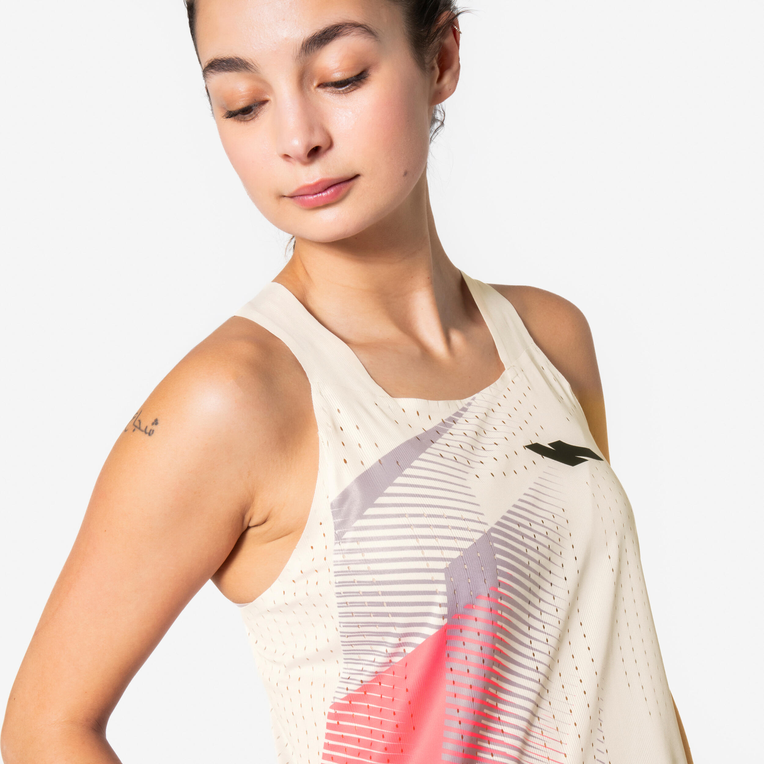 Lauf-Tanktop Damen - Proteam beige/rosa 4/16