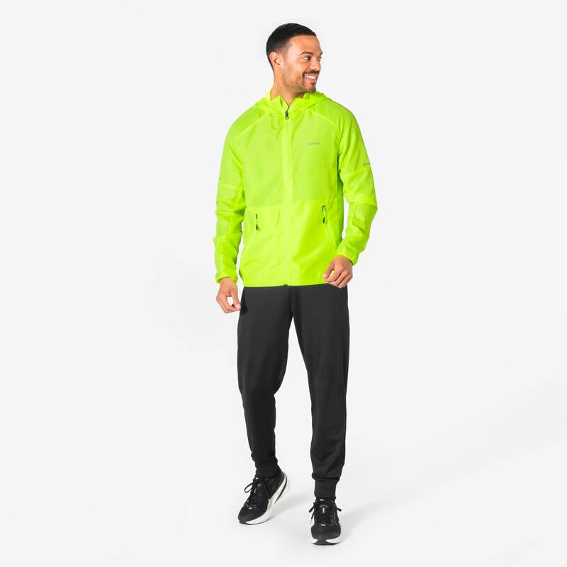Geacă antivânt fluorescentă Kiprun Run Core PPE galben fluorescent bărbați