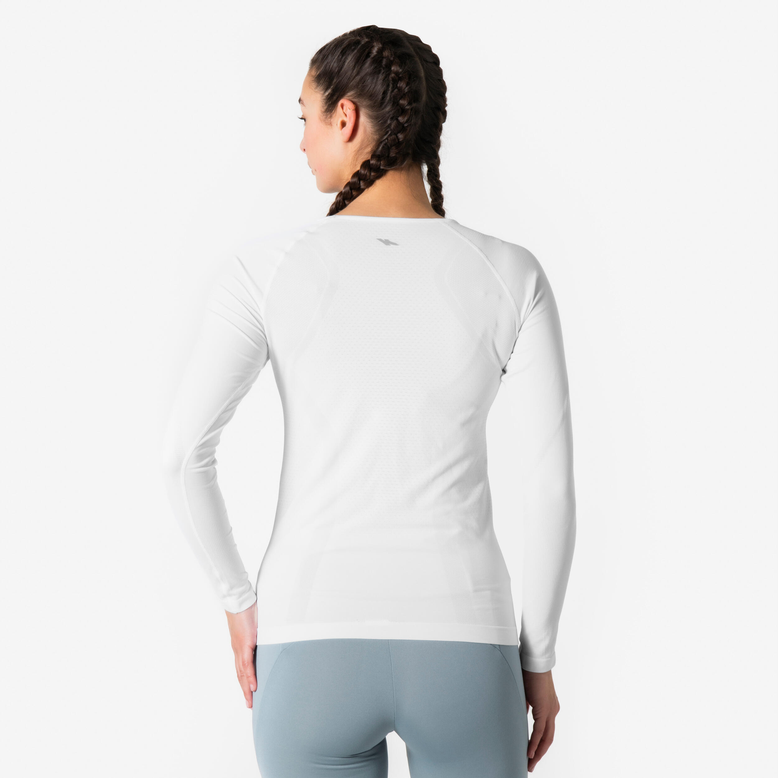 T-Shirt manches longues running Femme sans couture, KIPRUN Run 500 blanc 2/11