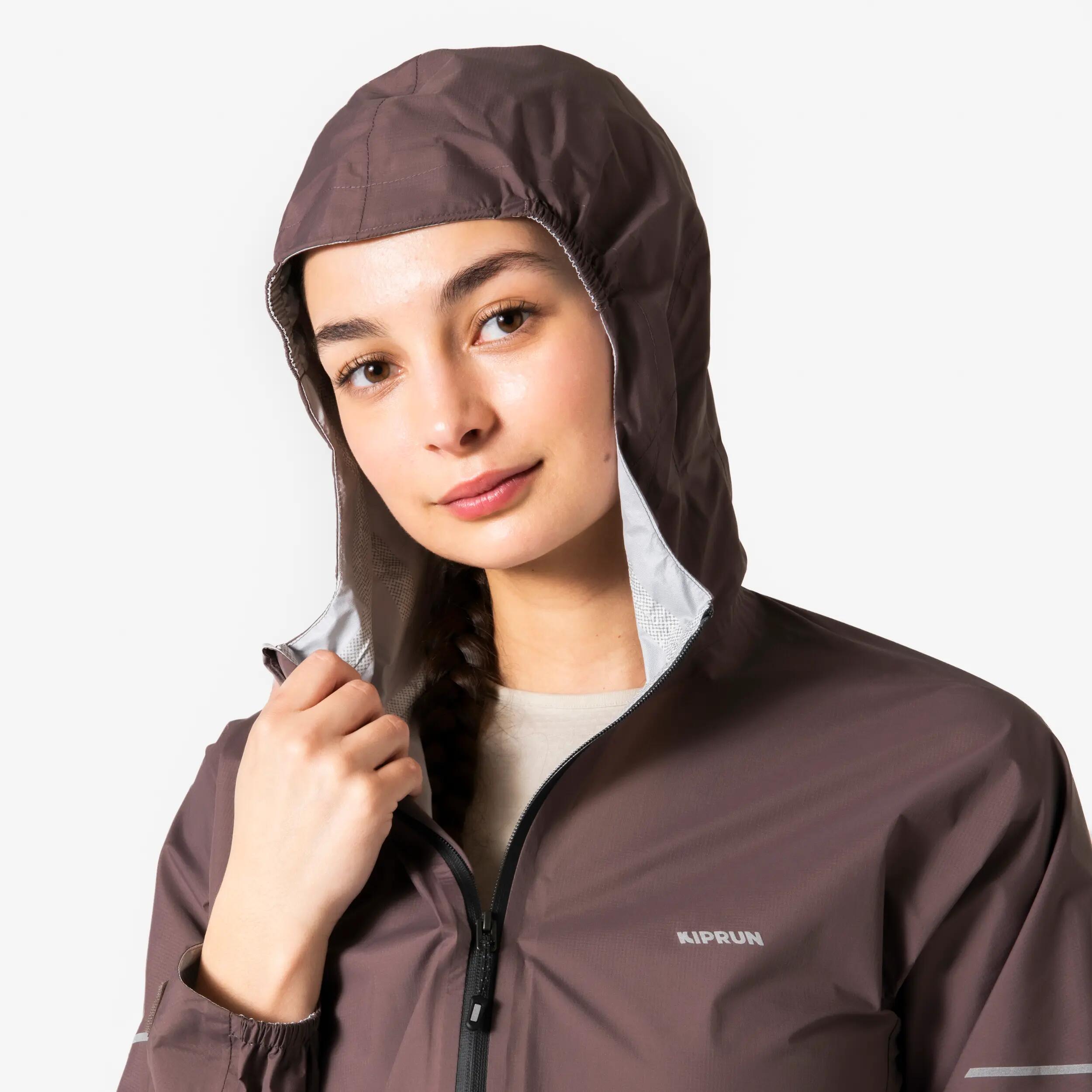 Veste running imperméable Femme, Kiprun Run Rain 900 marron 10/23