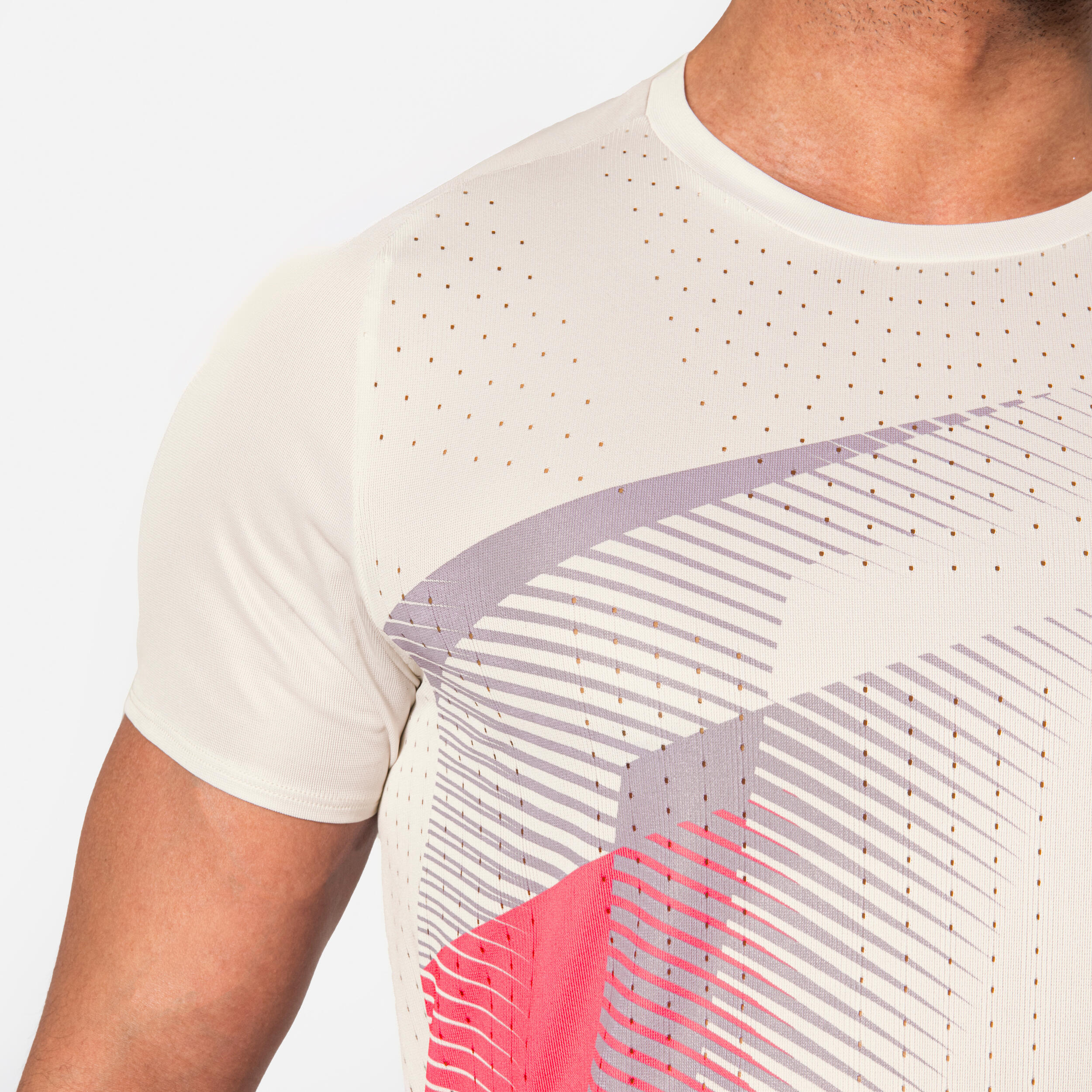 T-shirt de corrida Homem, Kiprun PROTEAM bege rosa 8/18