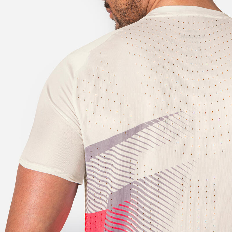 Tricou de alergare Kiprun PROTEAM bej-roz bărbați