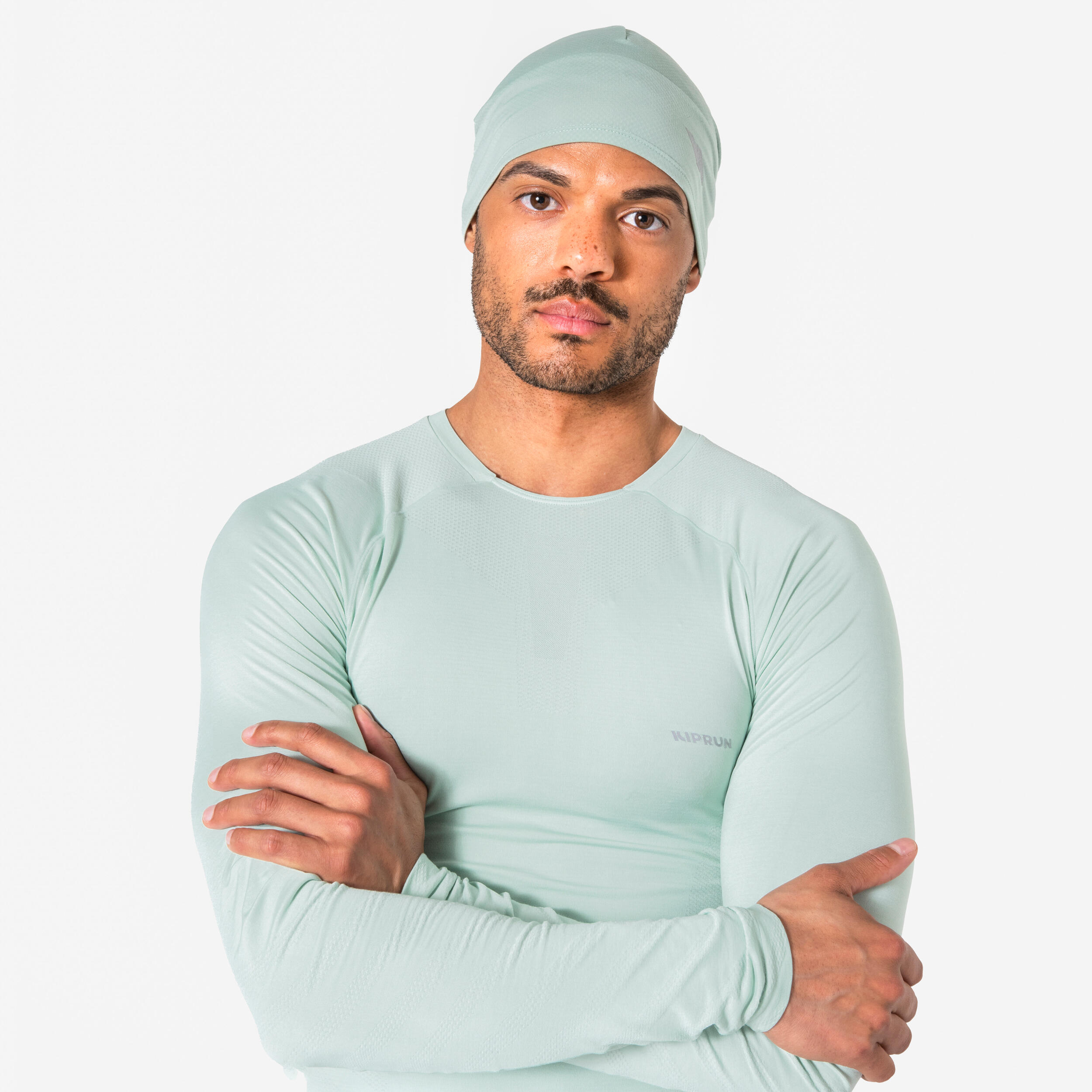 Kiprun Bonnet Running Chaud Adulte Kiprun Warm+ V2 Vert Givre